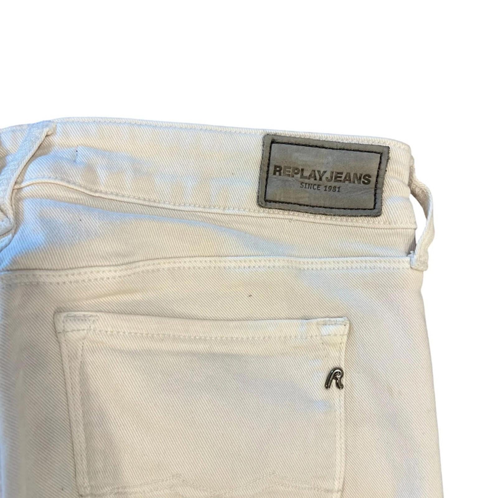 Replay 00s Indie Sleaze Zipper Pocket Skinny Denim Jeans White 4