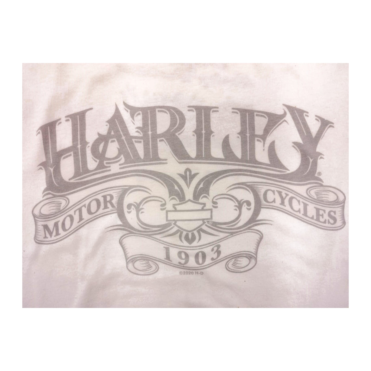 Vintage Harley Davidson Women's Vintage Logo Lace Trim Short Sleeve T Shirt White 2XL