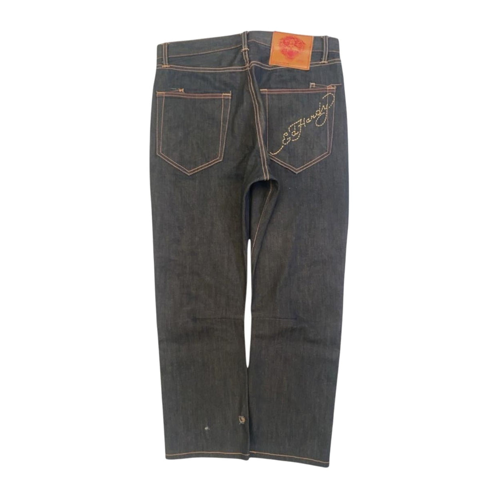 Ed Hardy Y2K Embroidered Dark Wash Denim Jeans W34 L34