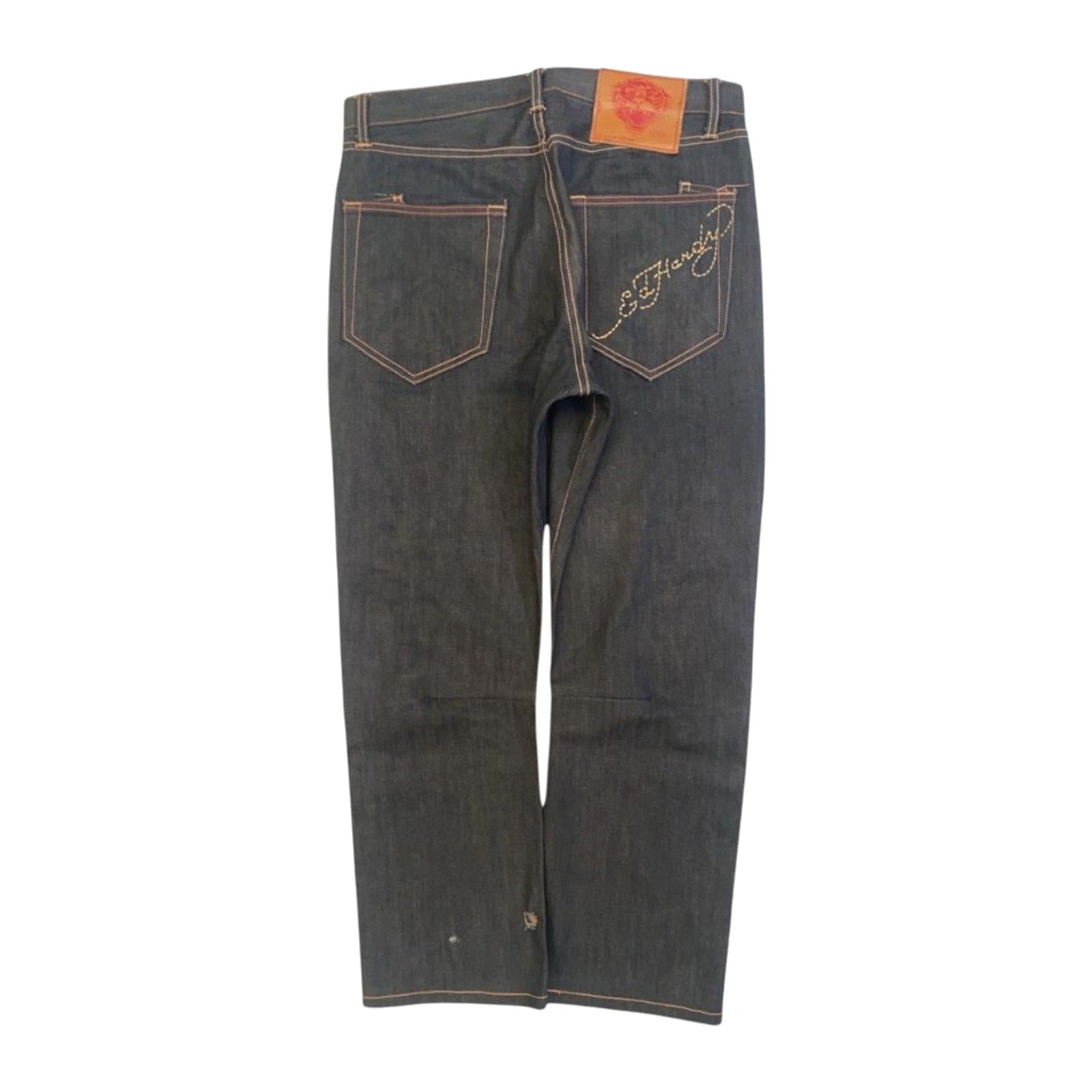 Ed Hardy Y2K Embroidered Dark Wash Denim Jeans W34 L34