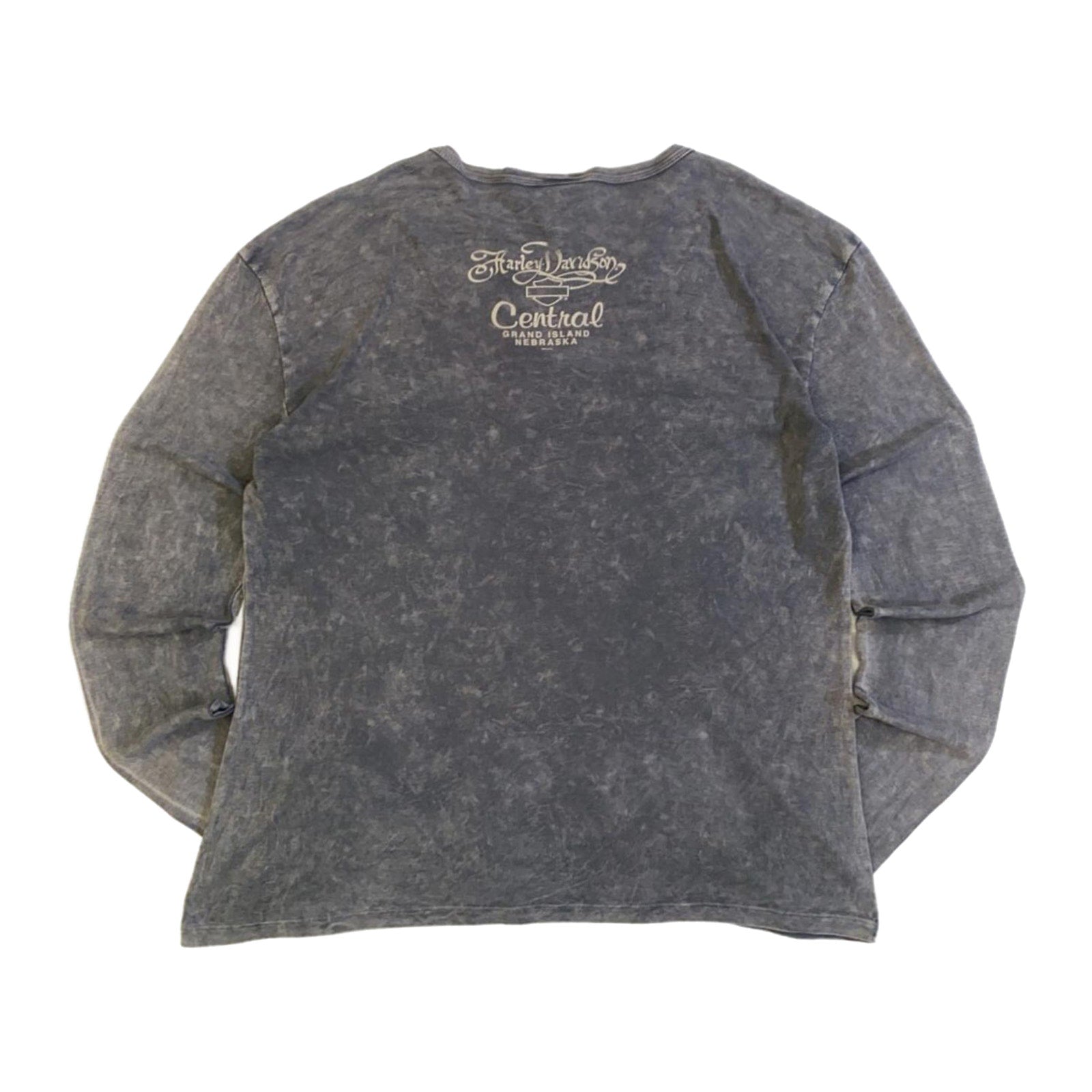 Harley Davidson Y2K Filigree Logo Long Sleeve T Shirt Grey 2XL