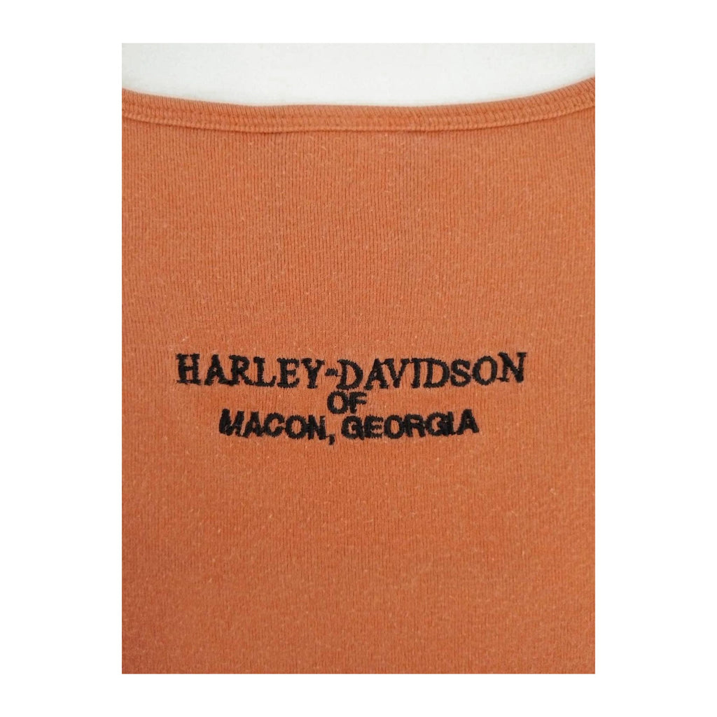 Vintage Harley Davidson Women's Peakaboo Cutout Short Sleeve T Shirt Apricot 2XL