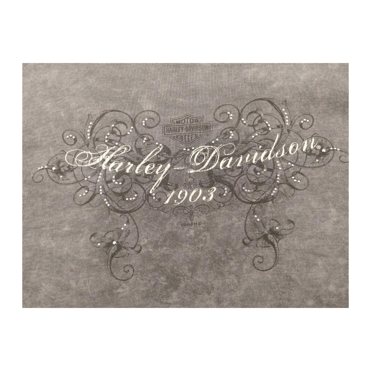 Harley Davidson Y2K Filigree Logo Long Sleeve T Shirt Grey 2XL