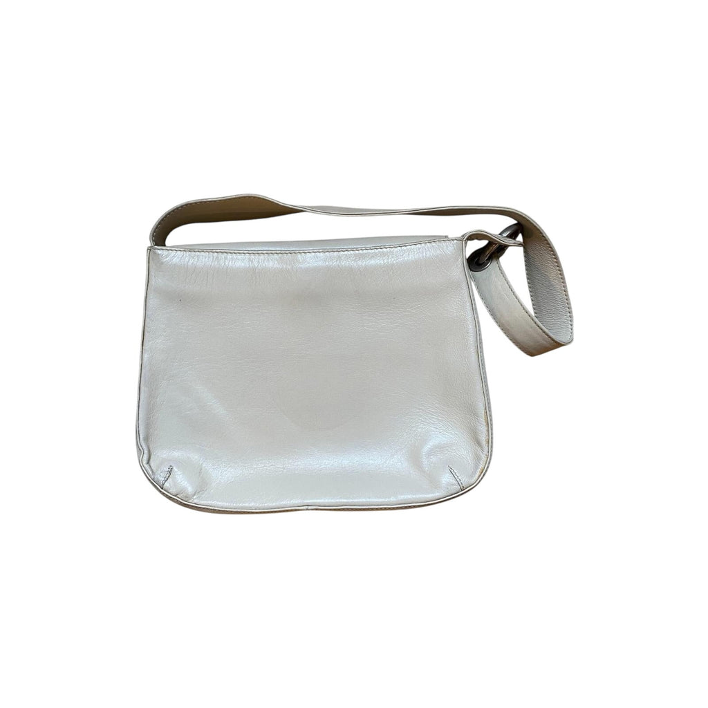 Japanese 90s Vintage Leather Shoulder Bag Beige