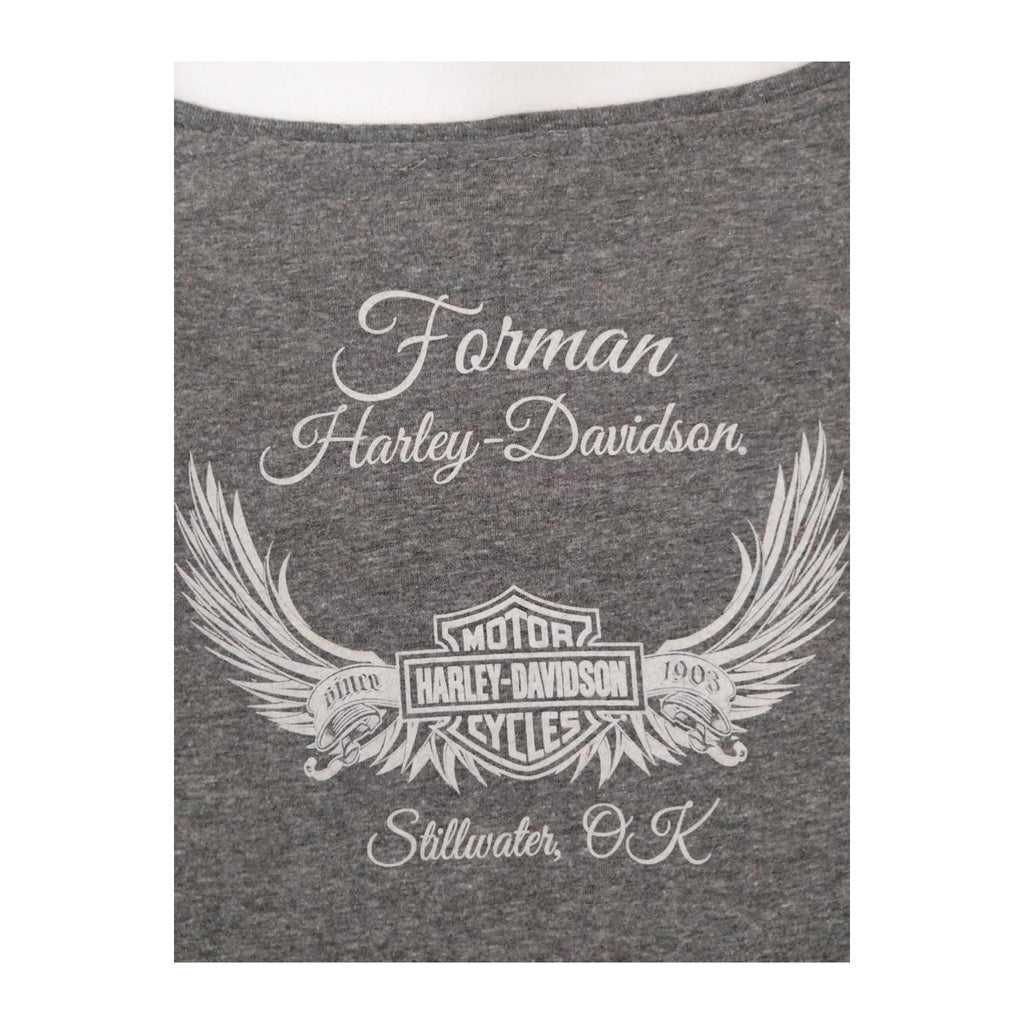 Vintage Harley Davidson Women's Ride Free American Eagle Short Sleeve Grey M