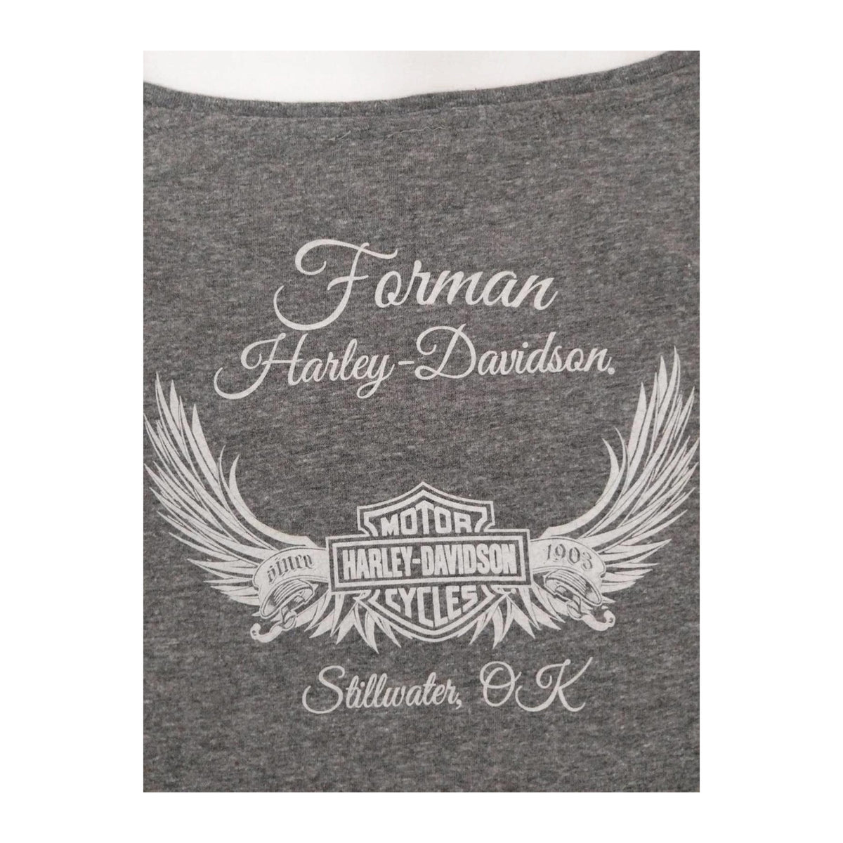Vintage Harley Davidson Women's Ride Free American Eagle Short Sleeve Grey M