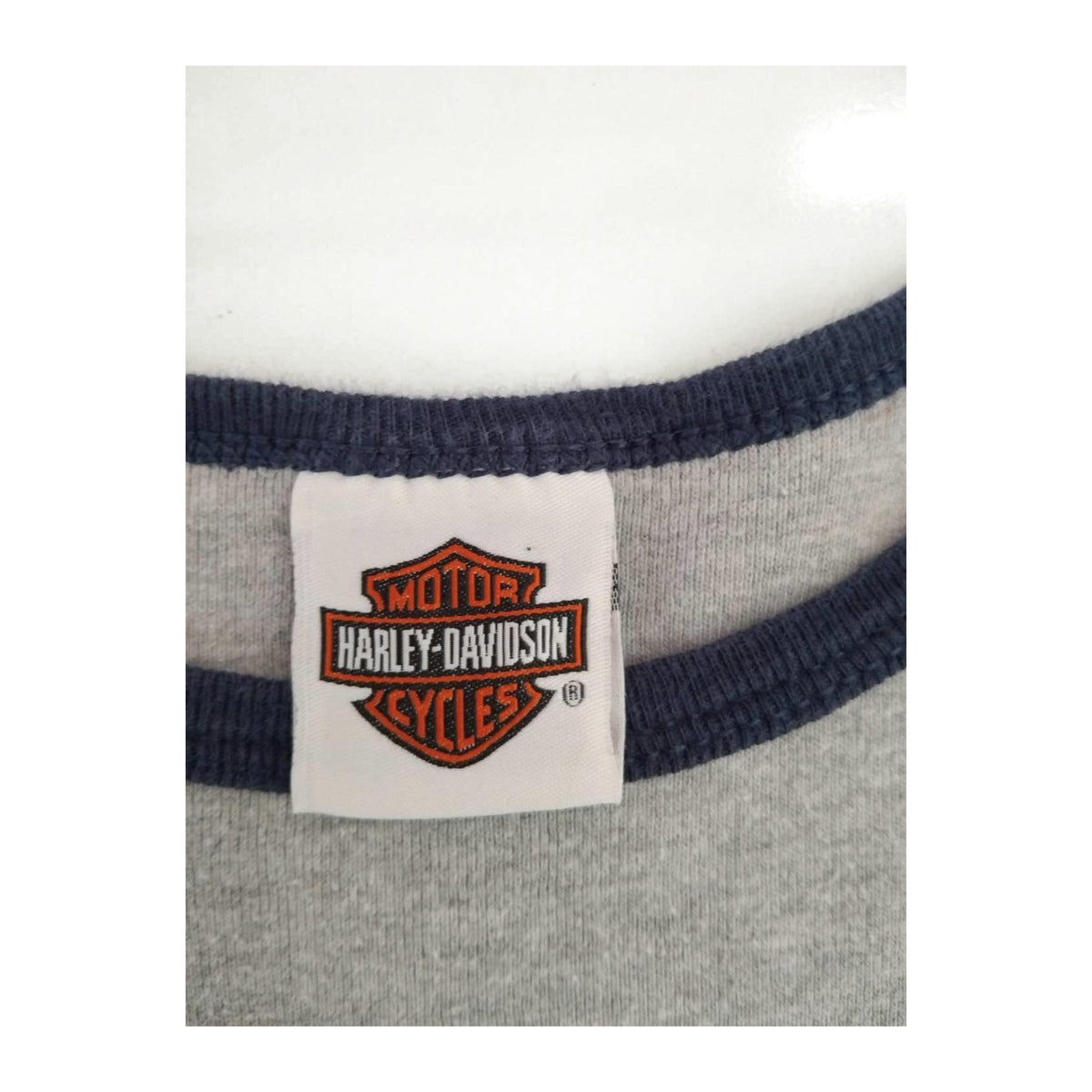 Vintage Harley Davidson Women's Y2K Cybersigil  Baseball T Shirt Grey XL Made USA