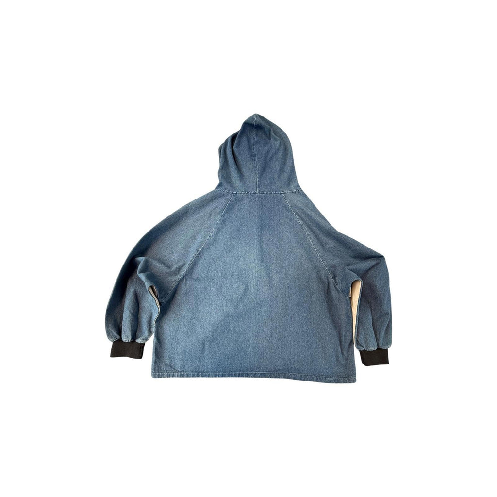 Y2K Women's Denim Hooded Color Block Jacket Beige L