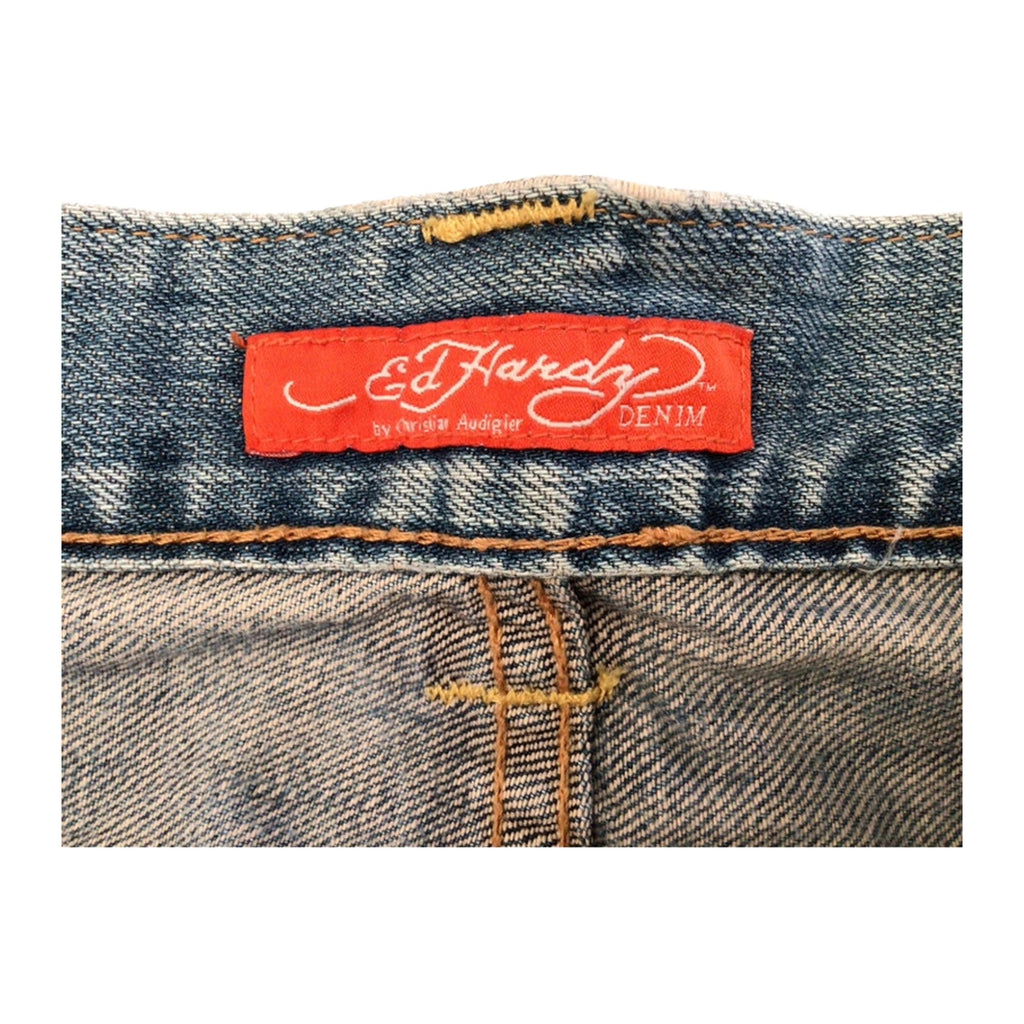 Ed Hardy Hip Hop Baggy Y2K Denim Jeans W32 L32