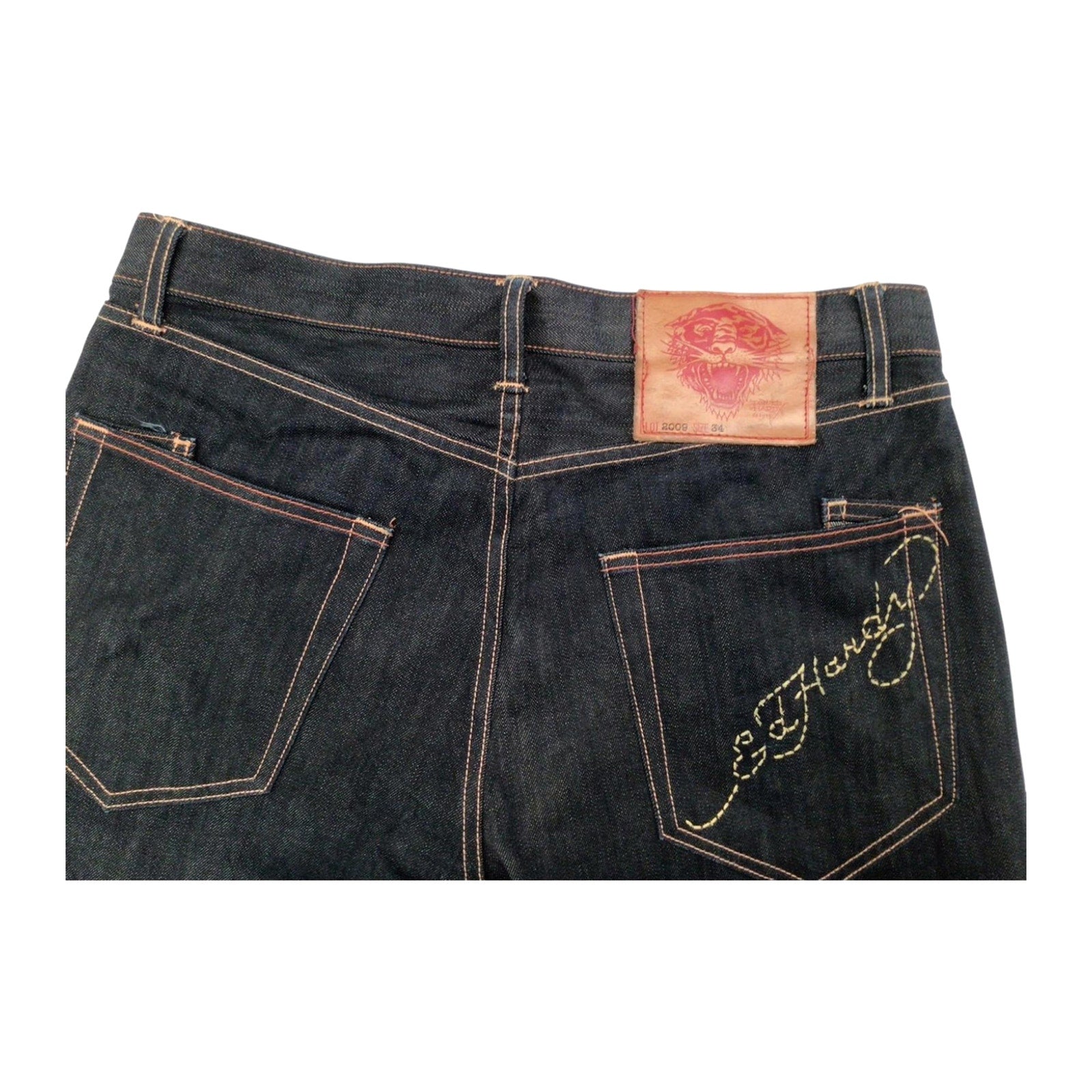 Ed Hardy Y2K Embroidered Dark Wash Denim Jeans W34 L34