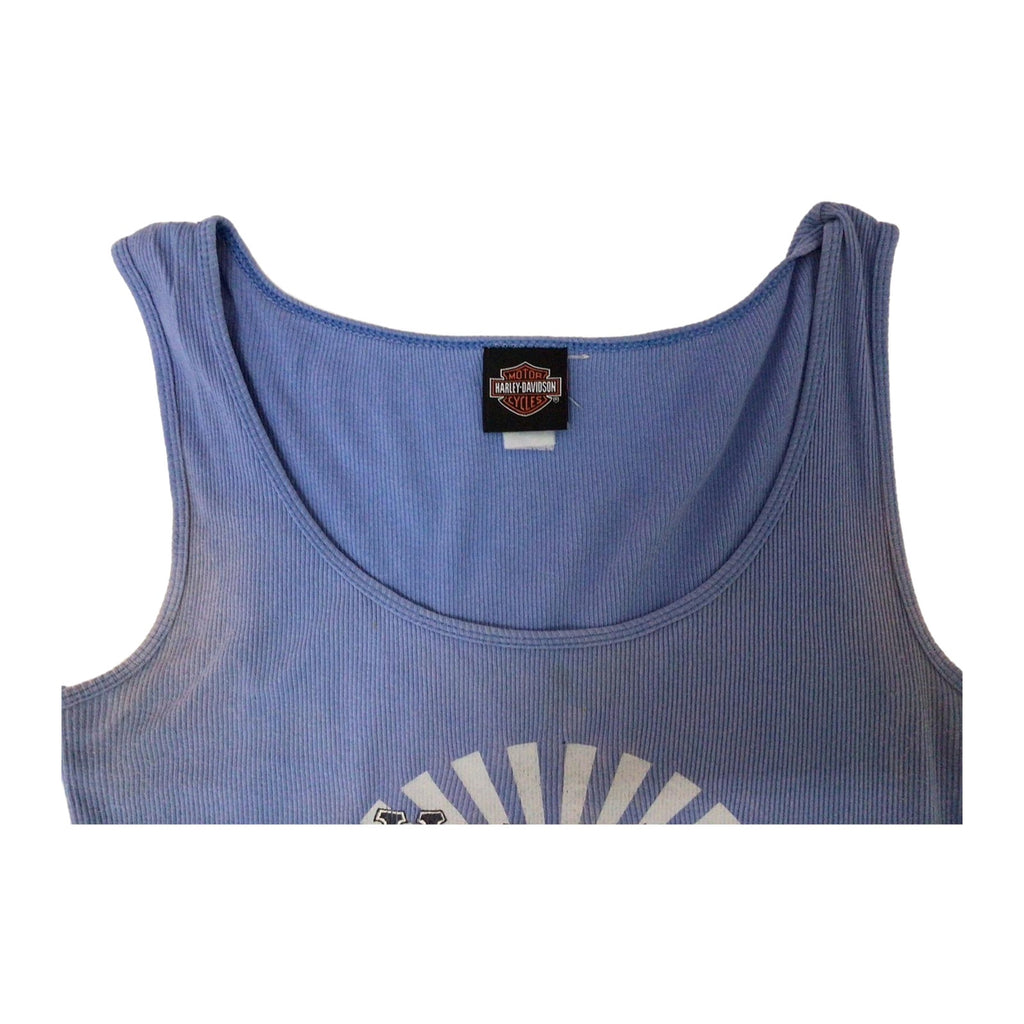 Harley Davidson Women's Ribbed Sleeveless Tank Top Blue S Made USA