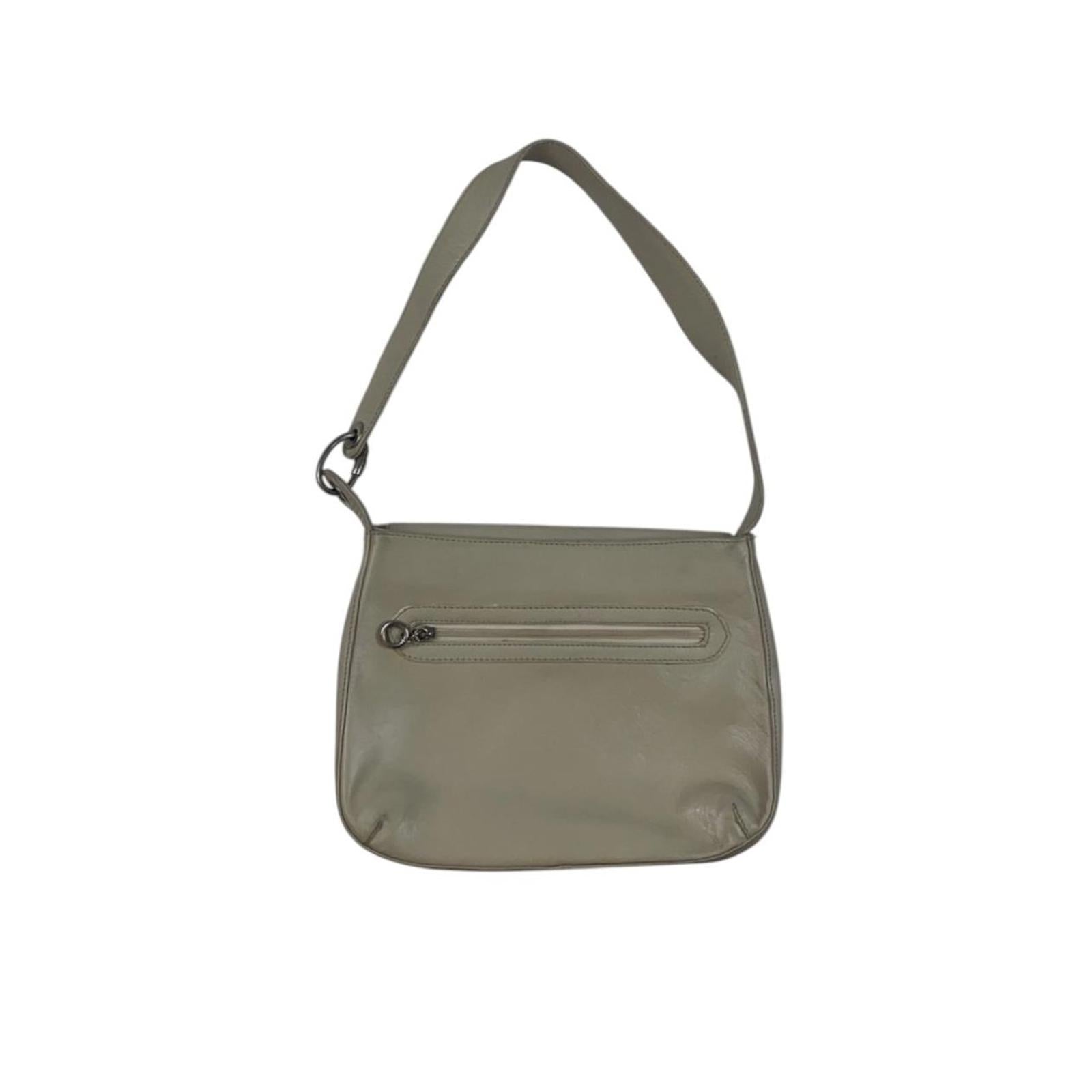 Japanese 90s Vintage Leather Shoulder Bag Beige