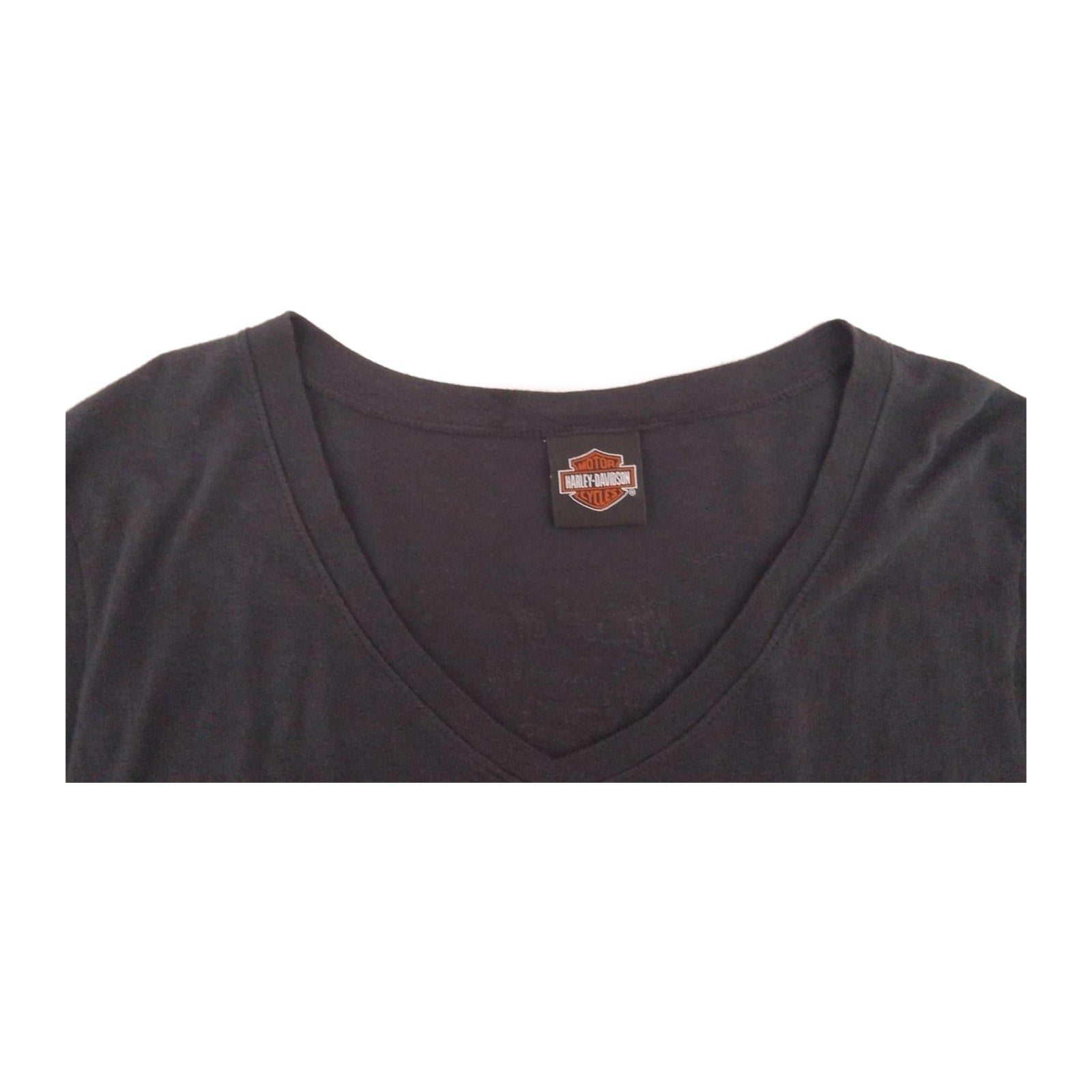 Harley Davidson Women's 110th Anniversary Short Sleeve V Neck T Shirt Black XL