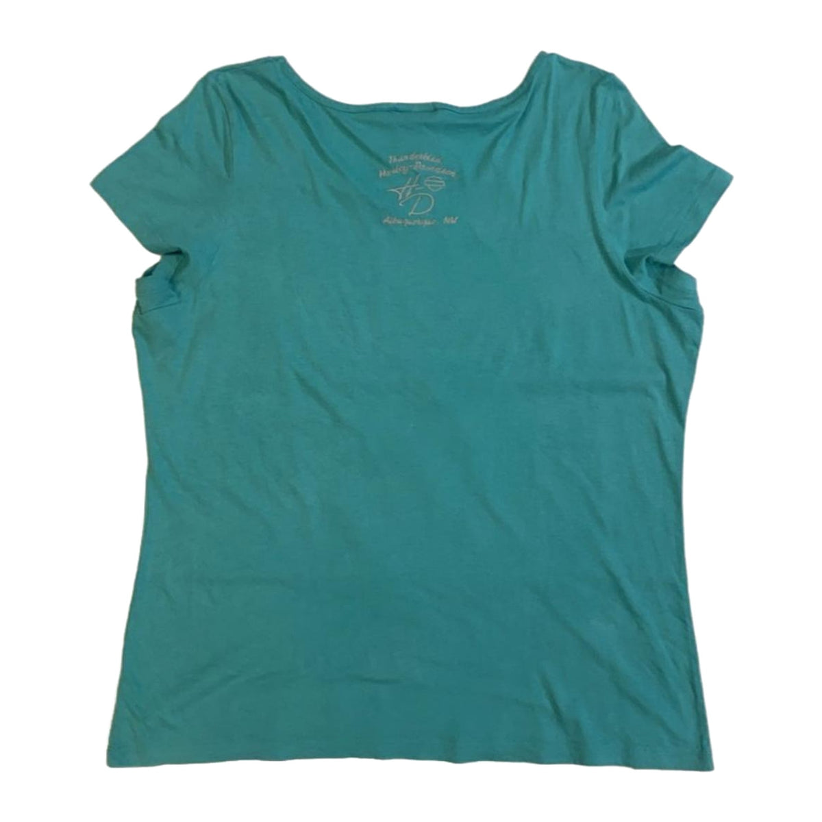 Harley Davidson Women's Bedazzled Logo Short Sleeve T Shirt Turquoise 2XL