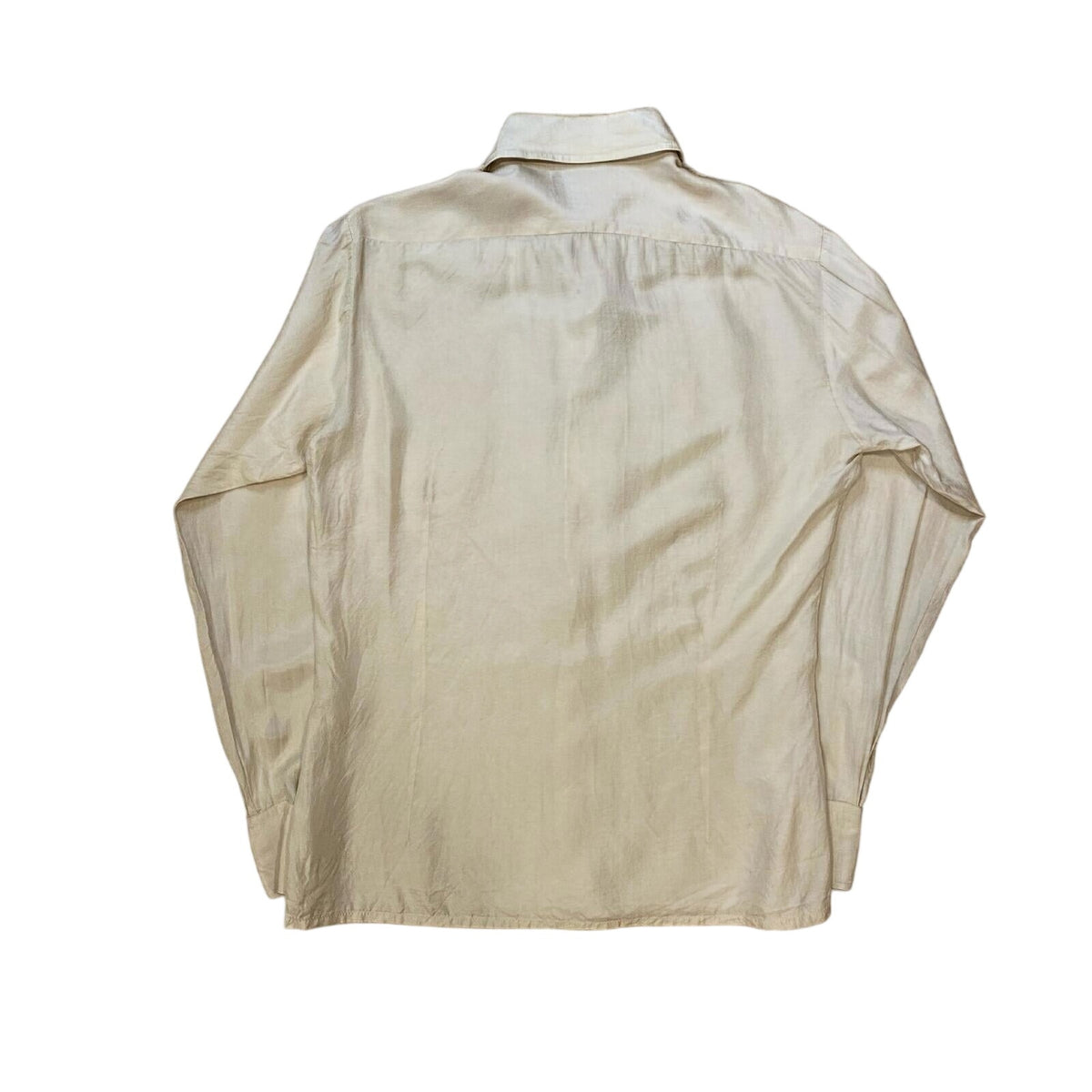 Vintage 70s Take 6 Pure Silk Button Up Dress Shirt Cream L