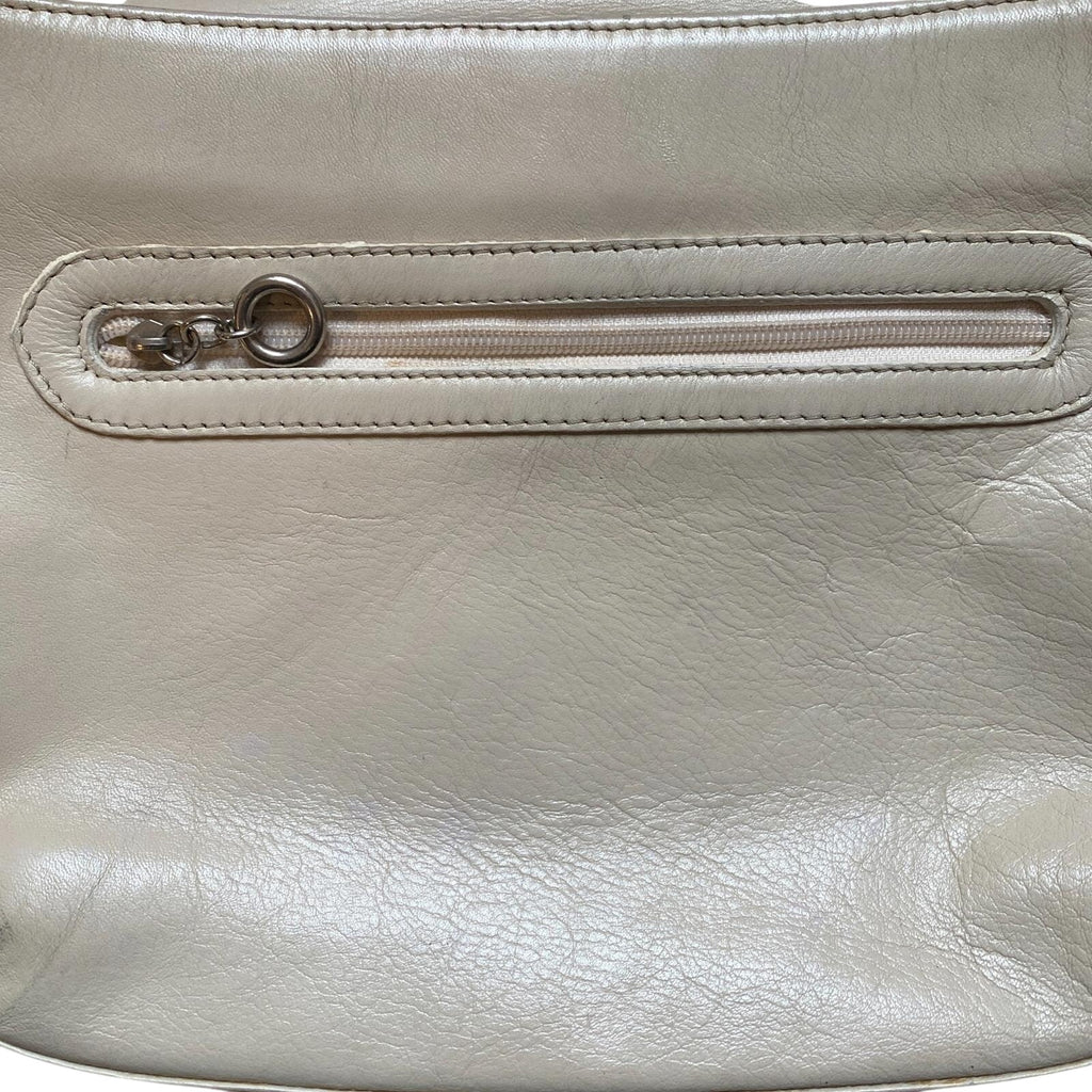 Japanese 90s Vintage Leather Shoulder Bag Beige