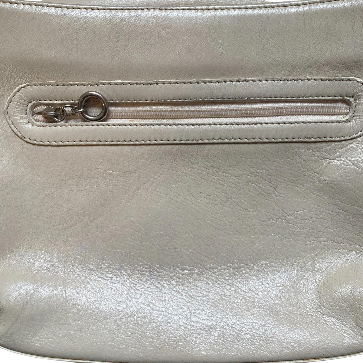 Japanese 90s Vintage Leather Shoulder Bag Beige