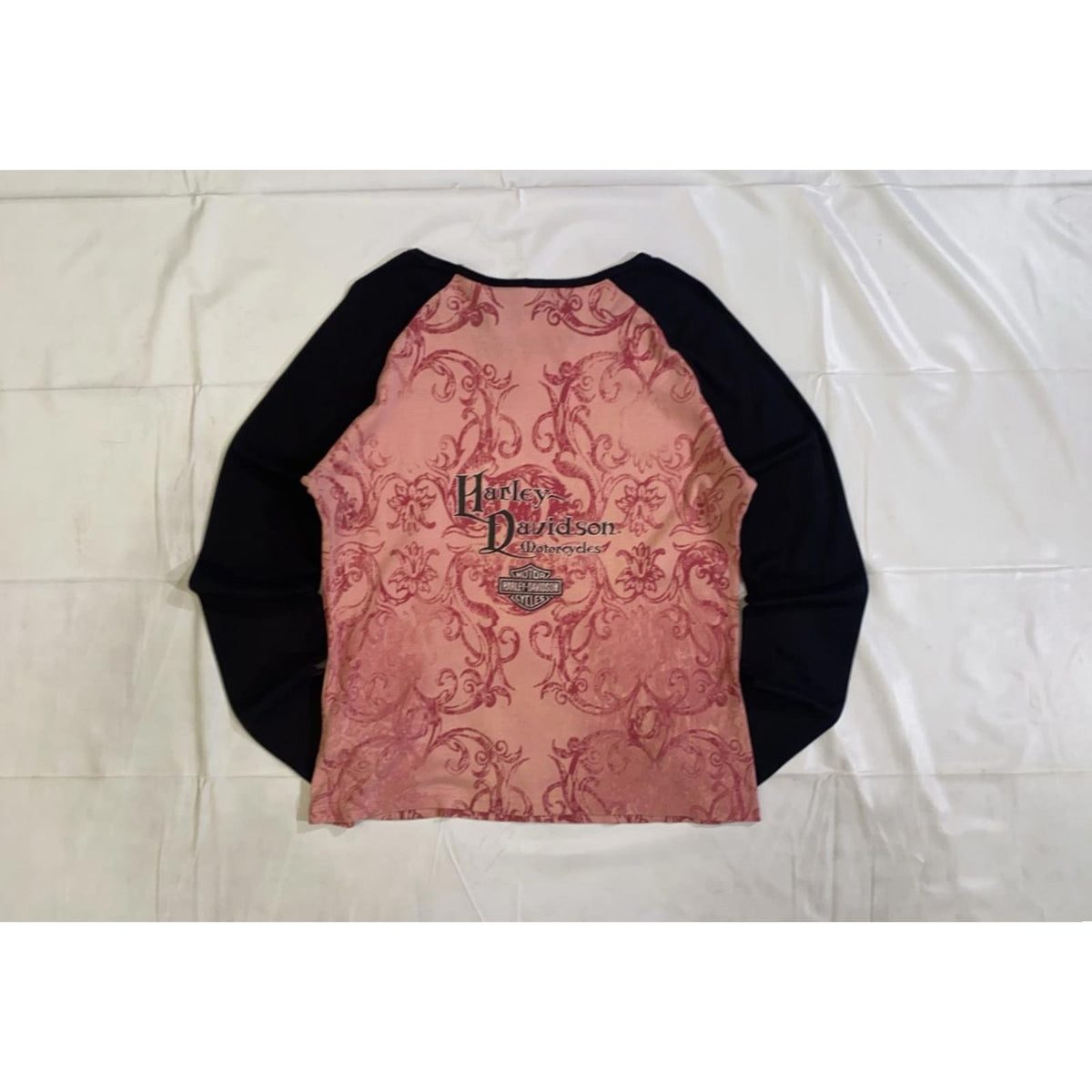 Vintage Harley Davidson Y2K Airbrush Tattoo Style Baseball Pink M Made USA