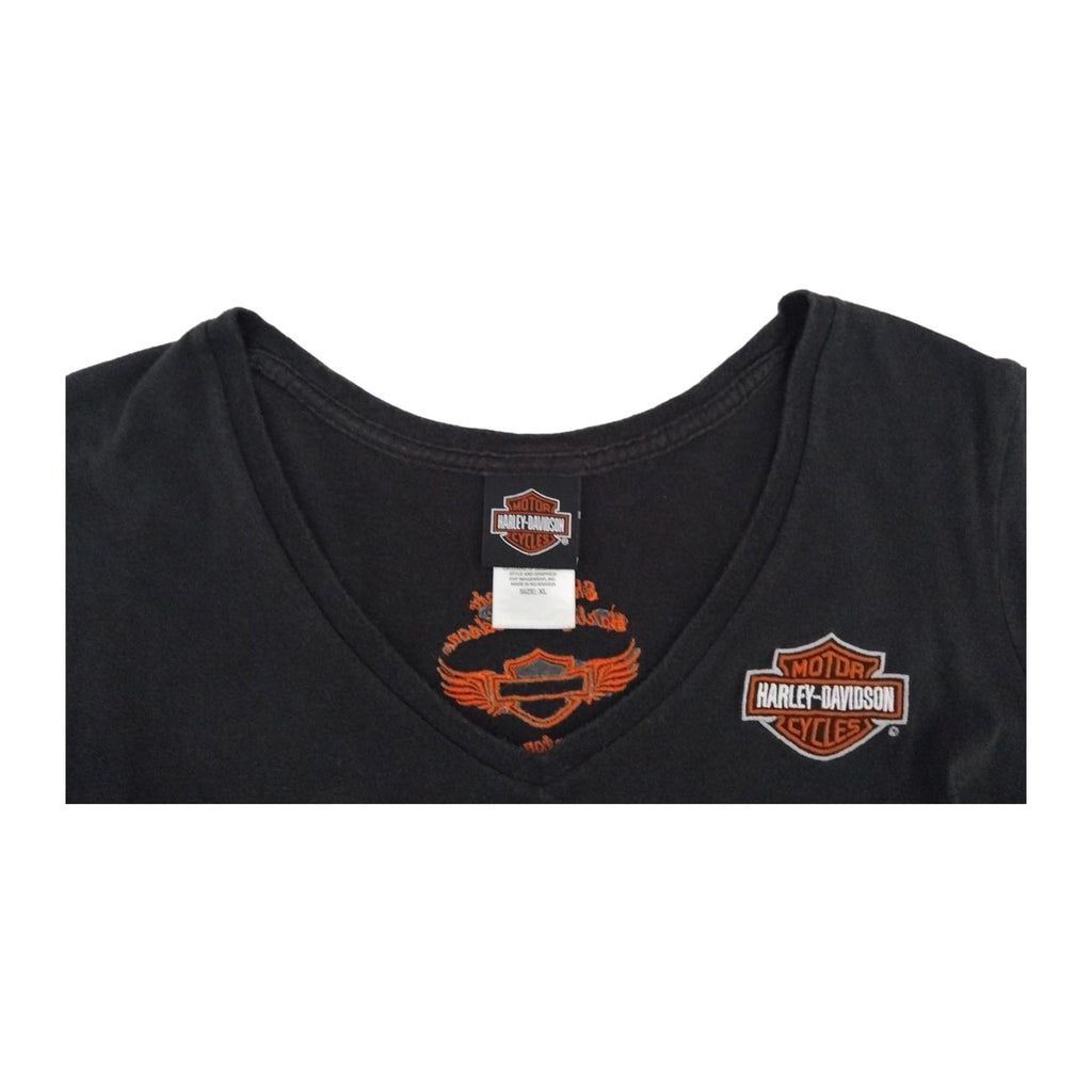 Harley Davidson Women's Embroidered Logo Patch Short Sleeve T Shirt Black XL