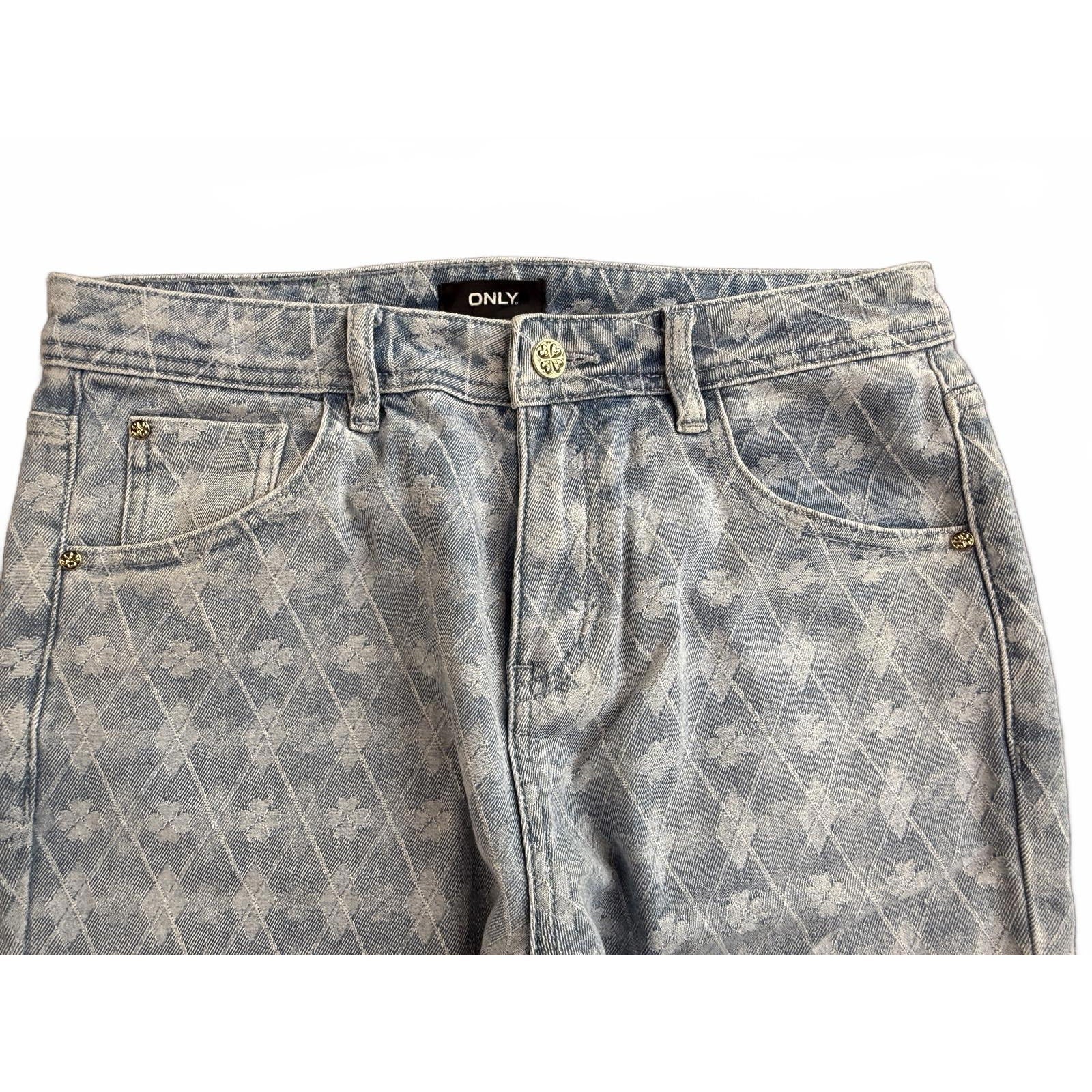 Only Japan Vintage Y2K Clover Print Straight Leg Denim Jeans 10