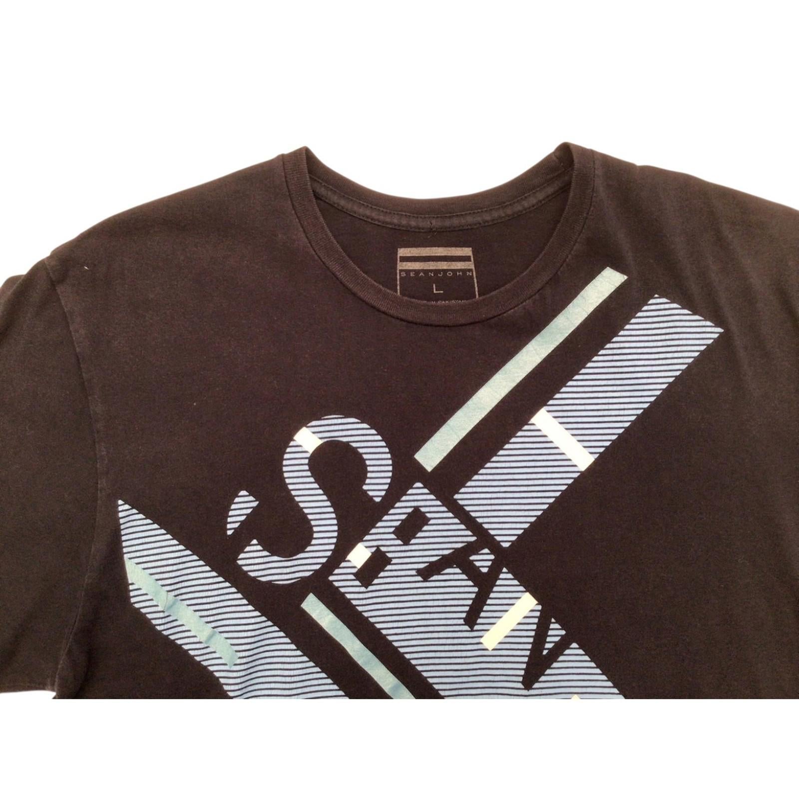 Sean John Men's Hip Hop Y2K Graphic Print T-Shirt Black L
