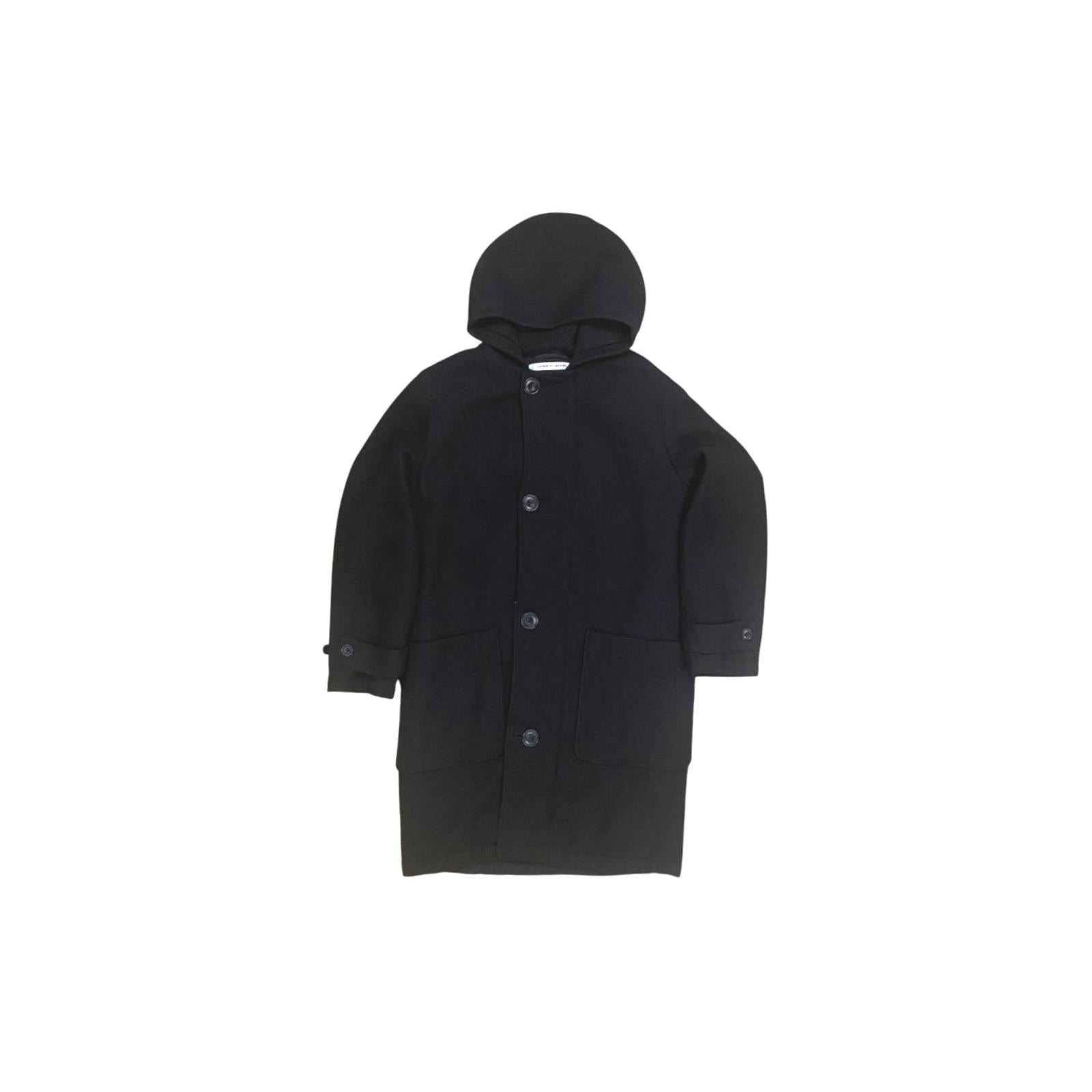 Lemaire X Uniqlo Women's Wool Blend Hooded Overcoat Black L