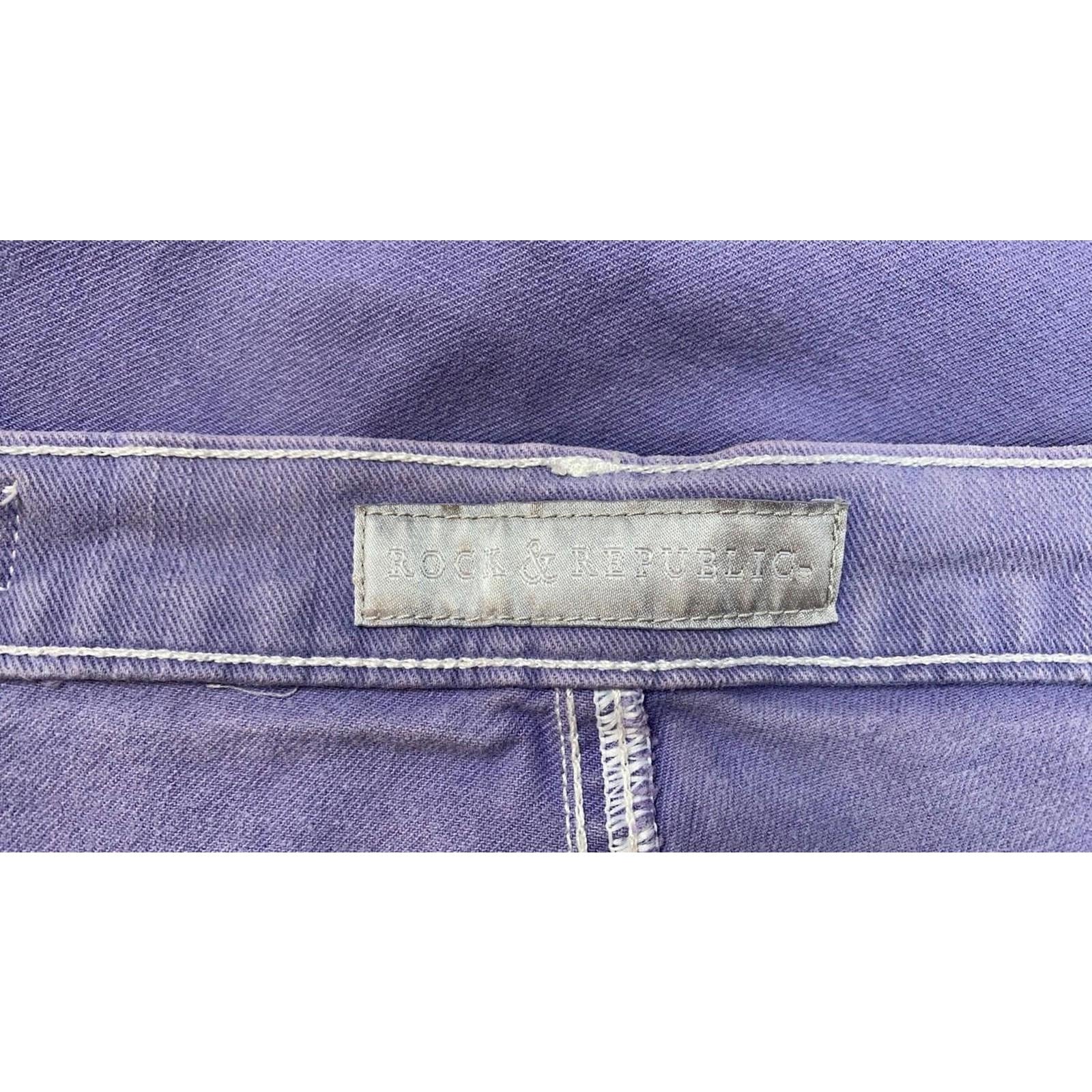 Rock & Republic Women's Edie Micro Flare Denim Lavender Y2K Vintage UK10