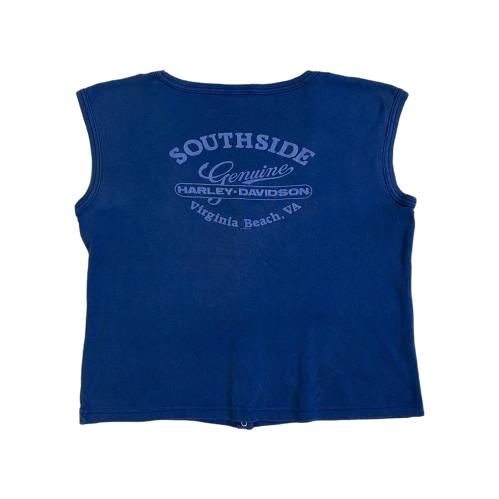 Harley Davidson Women's Sleeveless Henley T Shirt Blue XL