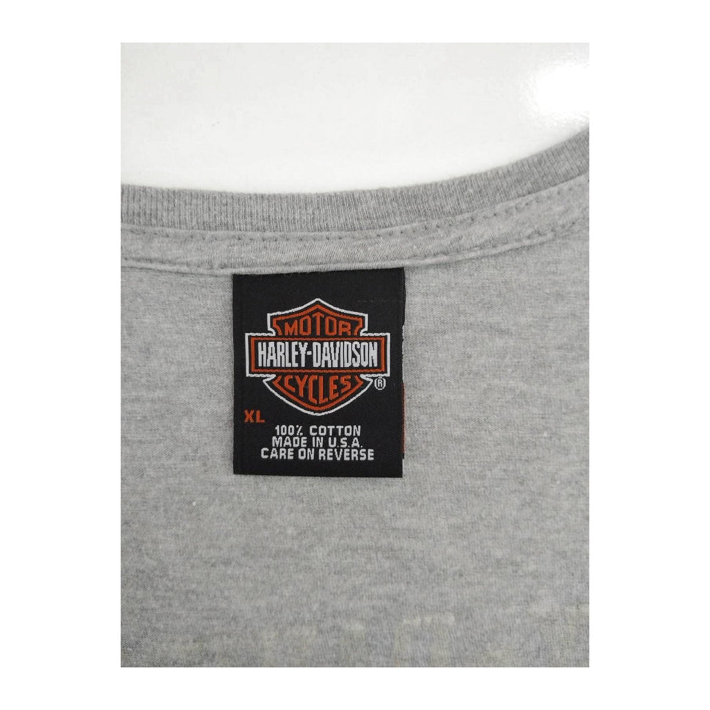Vintage Harley Davidson Women's 03 Short Sleeve Deep V Neck T Shirt Grey XL