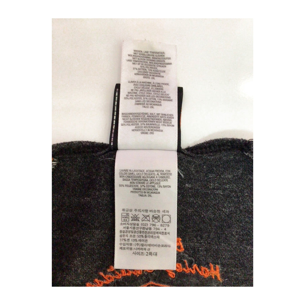 Vintage Harley Davidson Women's Embroidered Logo Long Sleeve T Shirt Grey 2XL