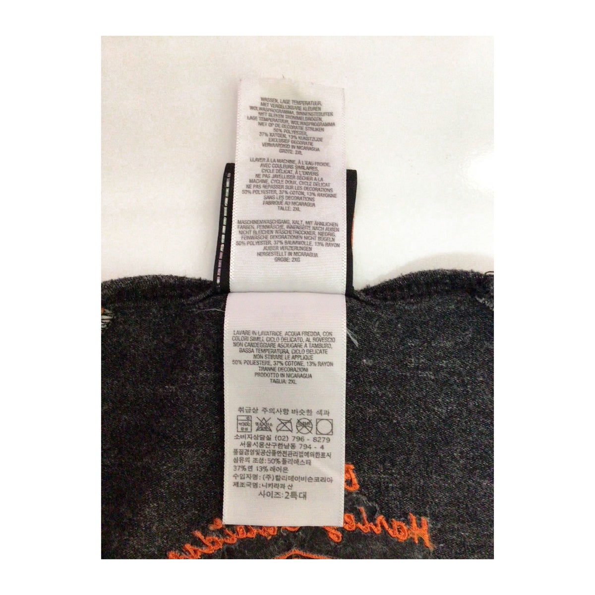 Vintage Harley Davidson Women's Embroidered Logo Long Sleeve T Shirt Grey 2XL