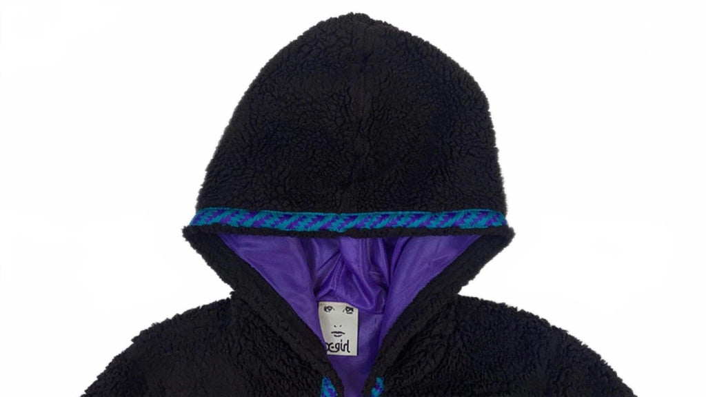 X Girl Equipment Japan Women's Y2K Vintage Full Zip Fleece Hoodie Black M