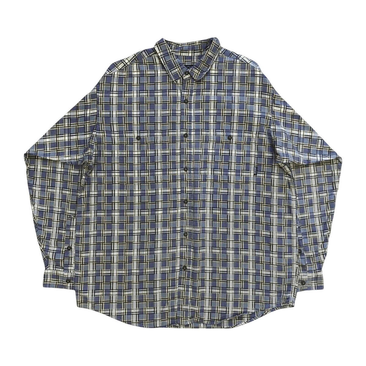 Patagonia Vintage Plaid Shirt loose Fit 1990's Purple Grey Mens L