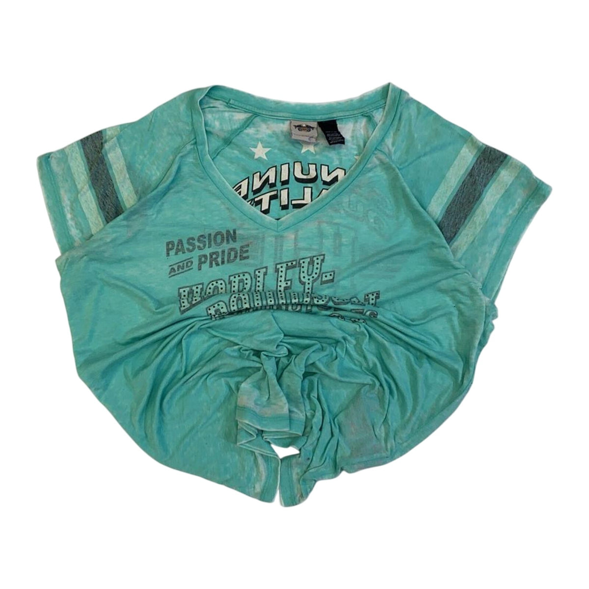 Harley Davidson Passion and Pride Women's Short Sleeve T Shirt Turquoise 2XL