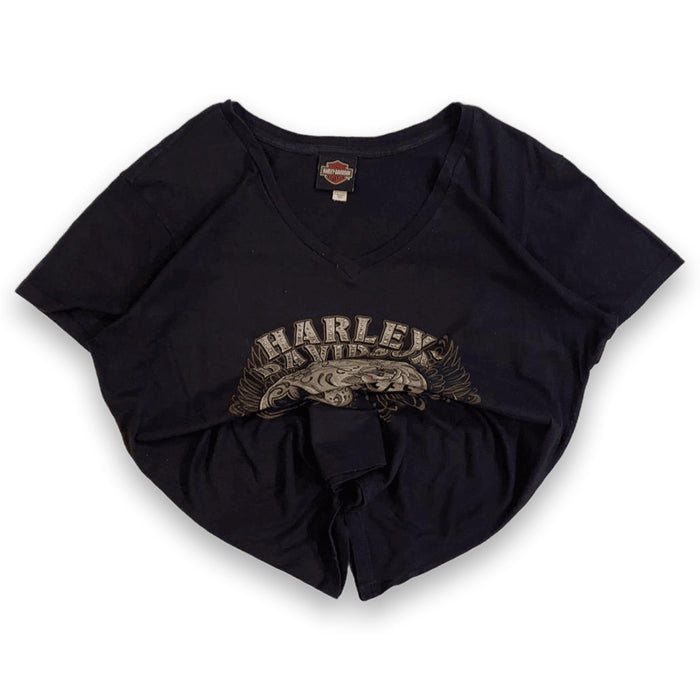 Harley Davidson Women's Tattoo Skull Short Sleeve T Shirt Black XXL