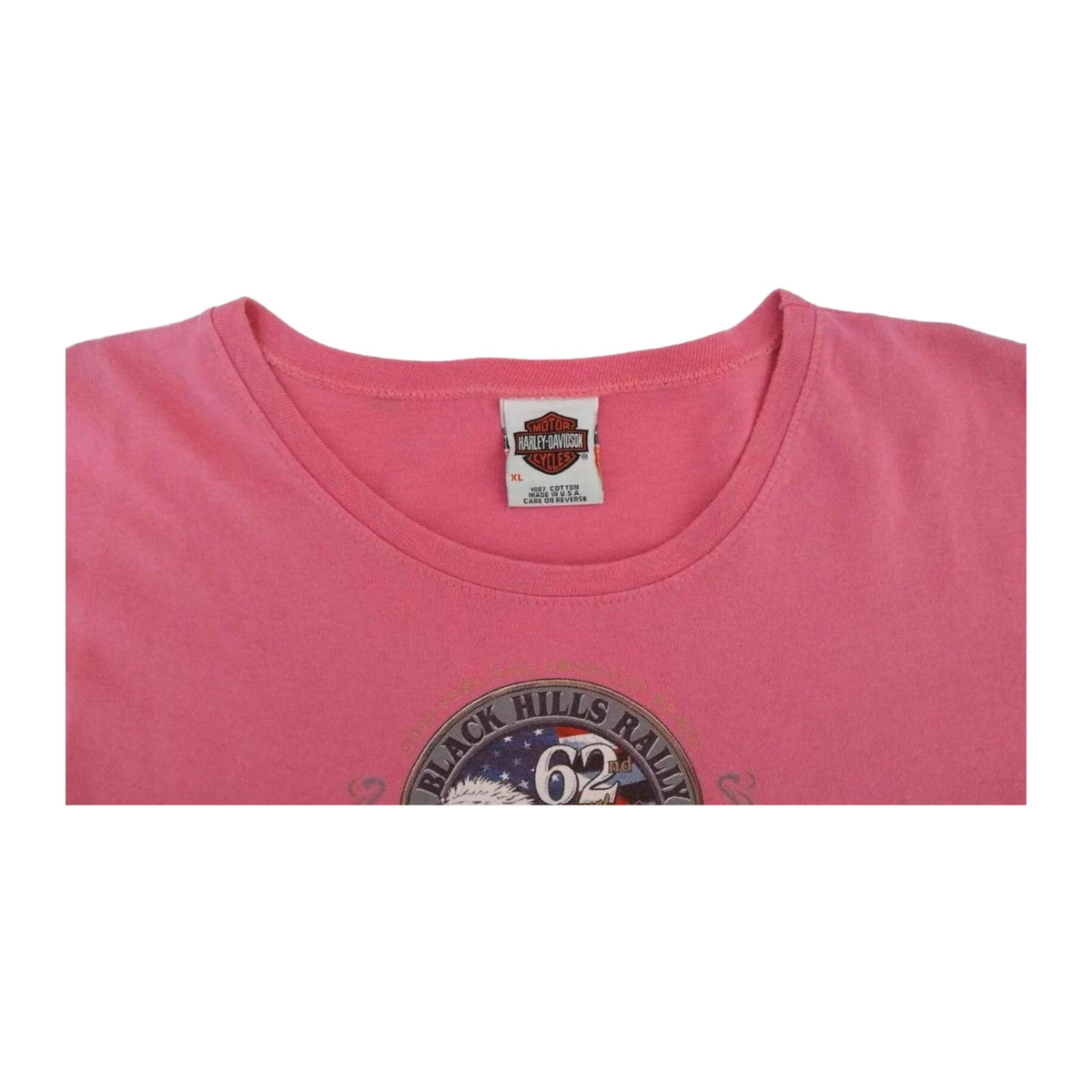 Vintage Harley Davidson Women's 62 Sturgis Rally Deadwood Run T Shirt Pink XL