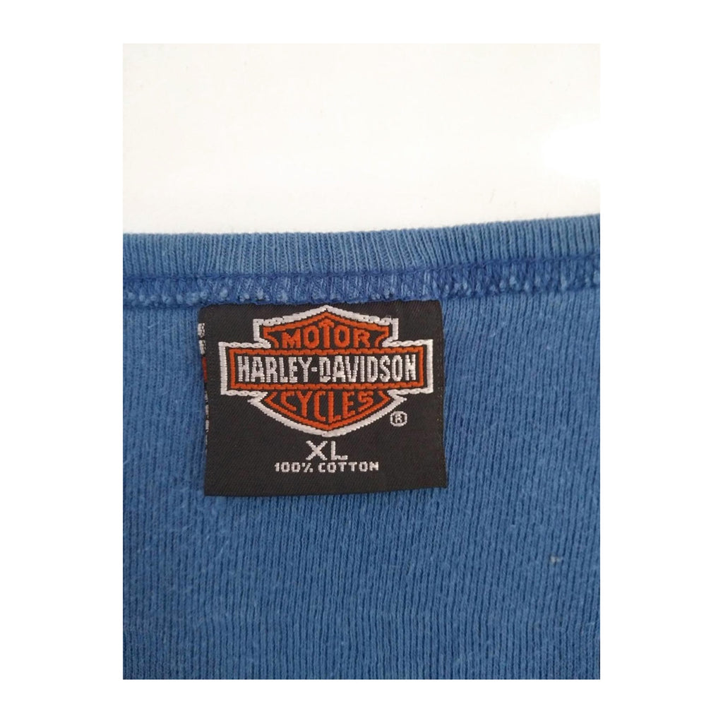 Harley Davidson Women's Sleeveless Henley T Shirt Blue XL