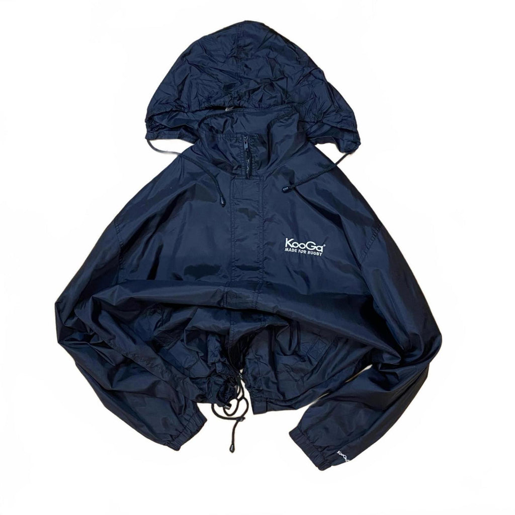 KooGa Rugby Y2K Mesh Lined Hooded Windbreaker Black XL