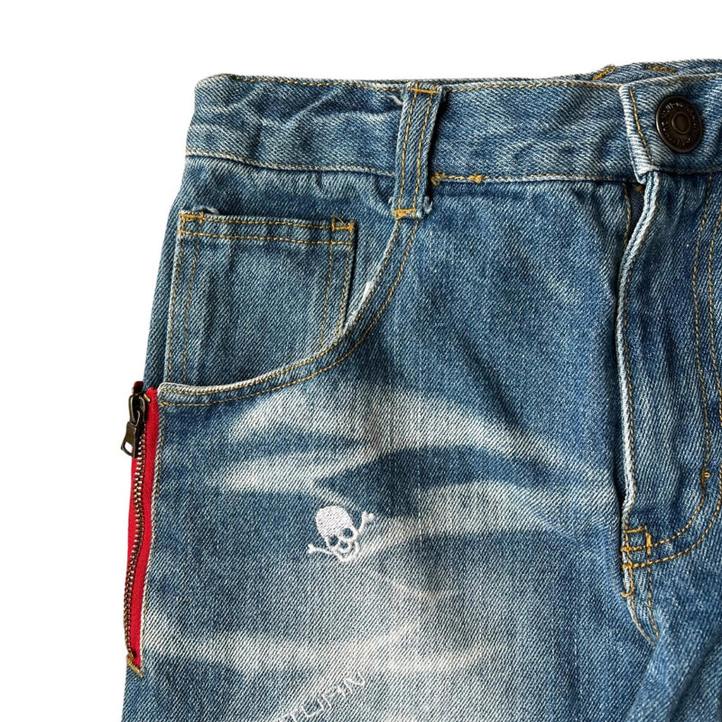 Mars Jupiter Japan Y2K Vintage Women's Skull Patch Denim Shorts 4