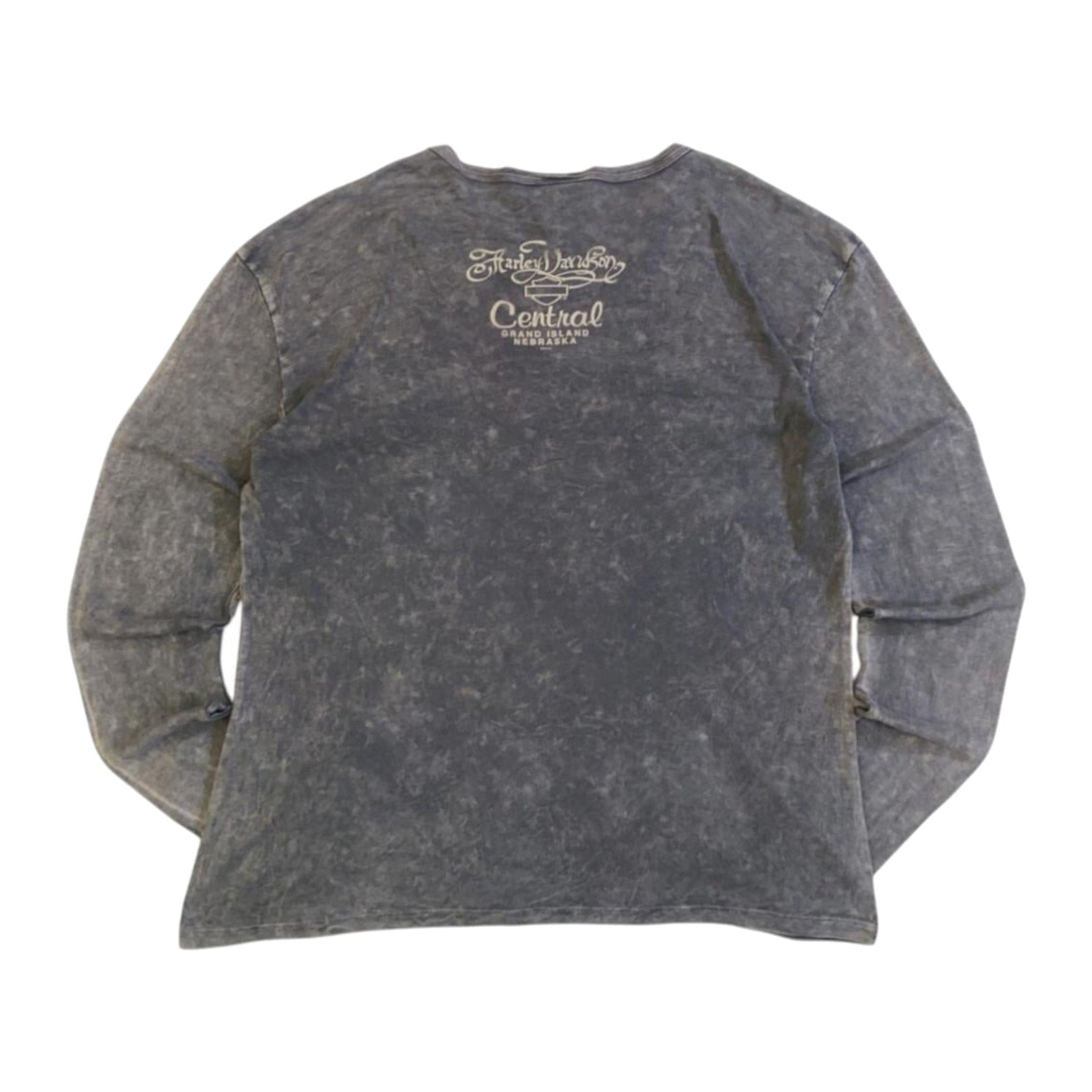 Harley Davidson Y2K Filigree Logo Long Sleeve T Shirt Grey 2XL