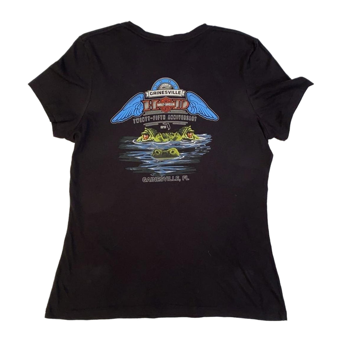 Harley Davidson Women's American Flag Skull Short Sleeve T Shirt Black XL