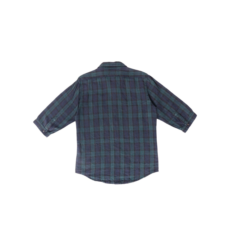 Nom De Guerre Quarter Sleeve Button Up Plaid Shirt Green M