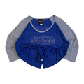 Harley Davidson Women's Bedazzled Western Logo Long Sleeve Baseball Style T Shirt Blue XL