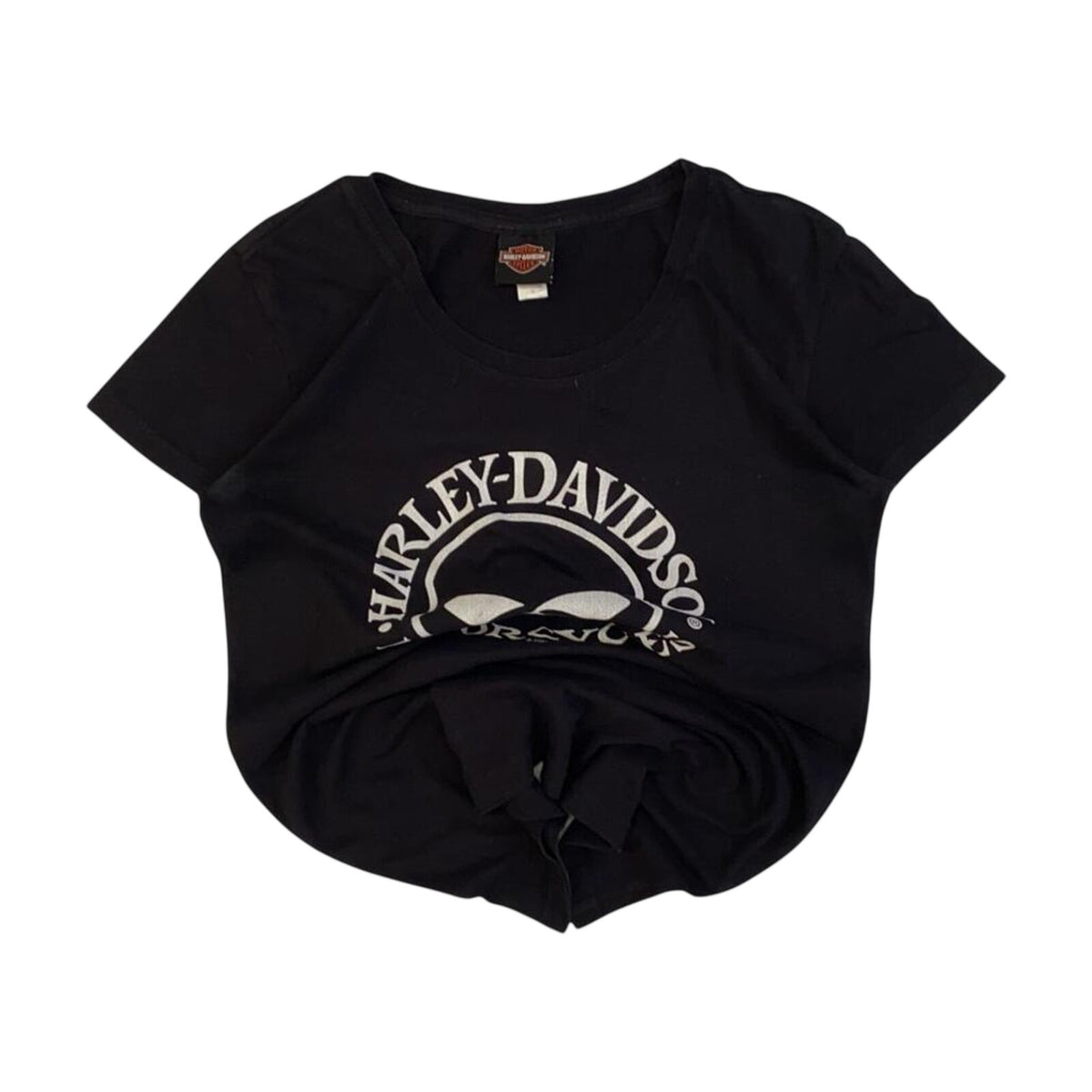 Vintage Harley Davidson Women's Skull Logo Mother Road T Shirt Black M