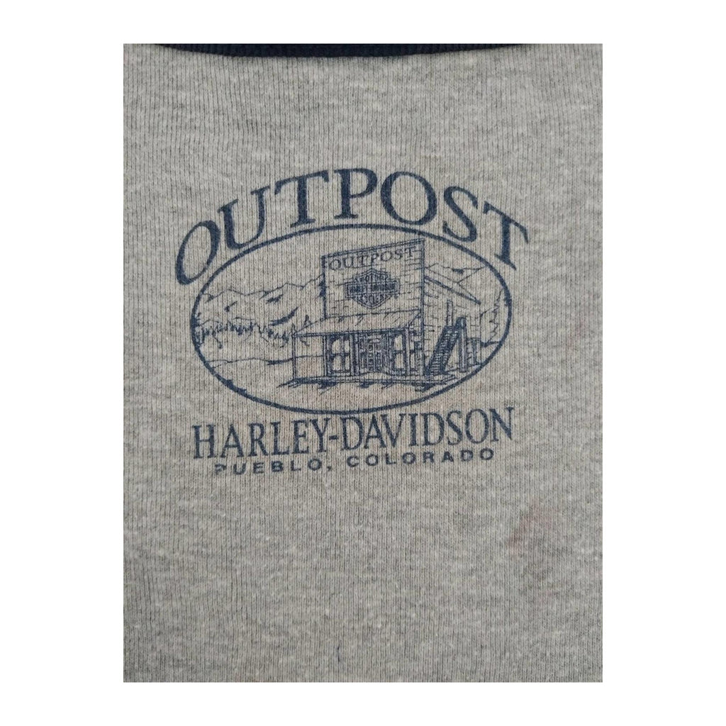 Vintage Harley Davidson Women's Y2K Cybersigil  Baseball T Shirt Grey XL Made USA