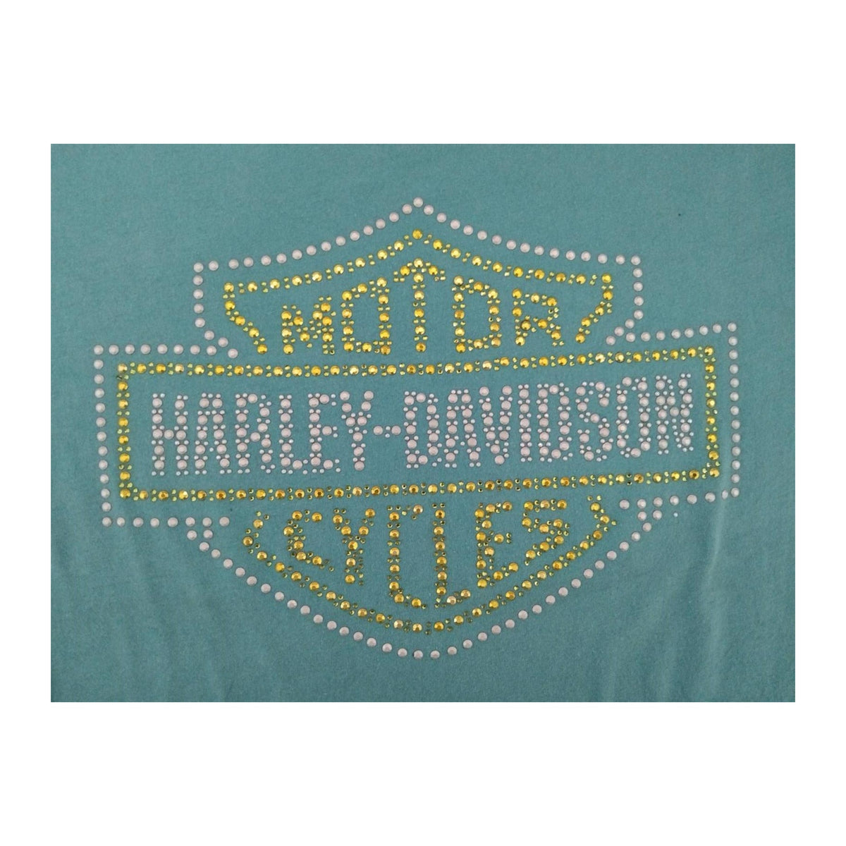Harley Davidson Women's Bedazzled Logo Short Sleeve T Shirt Turquoise 2XL