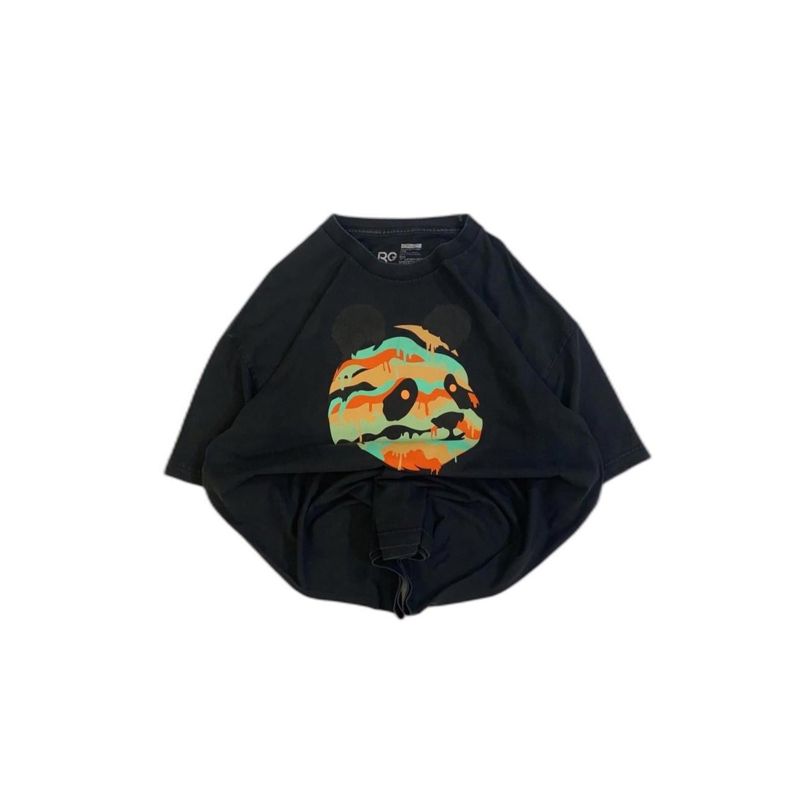 LRG 2000s Baggy Panda Graphic Short Sleeve T Shirt Black XXL