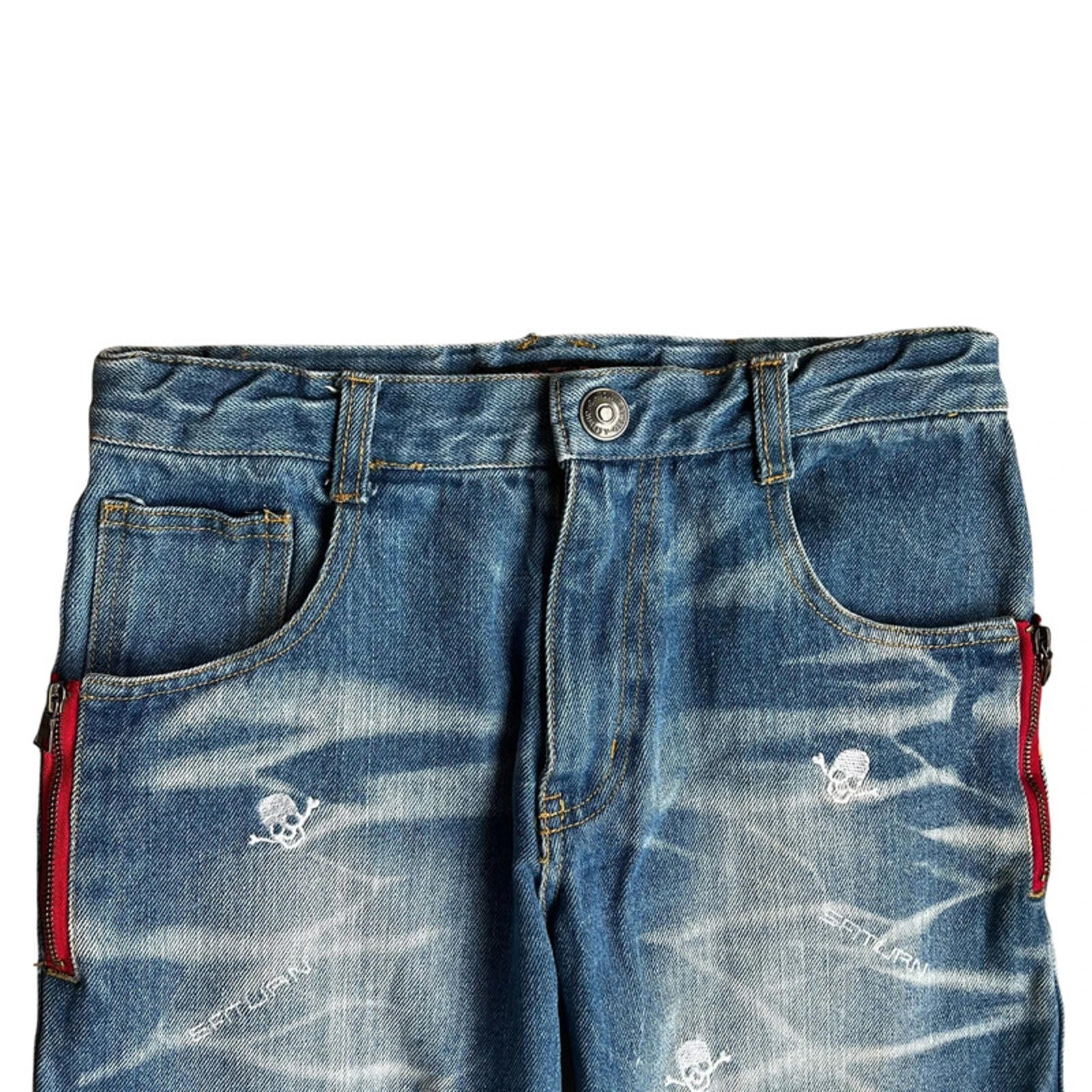 Mars Jupiter Japan Y2K Vintage Women's Skull Patch Denim Shorts 4
