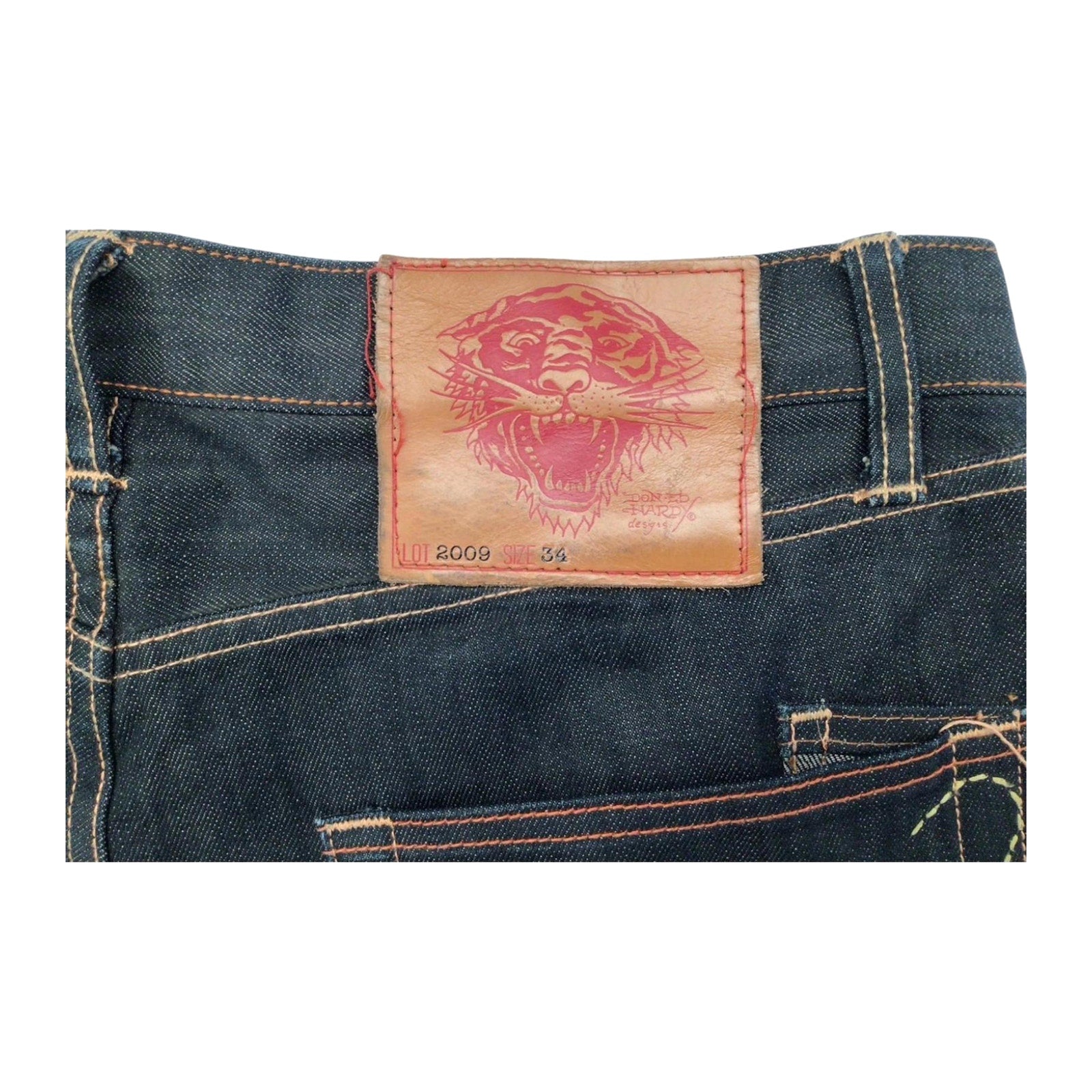 Ed Hardy Y2K Embroidered Dark Wash Denim Jeans W34 L34