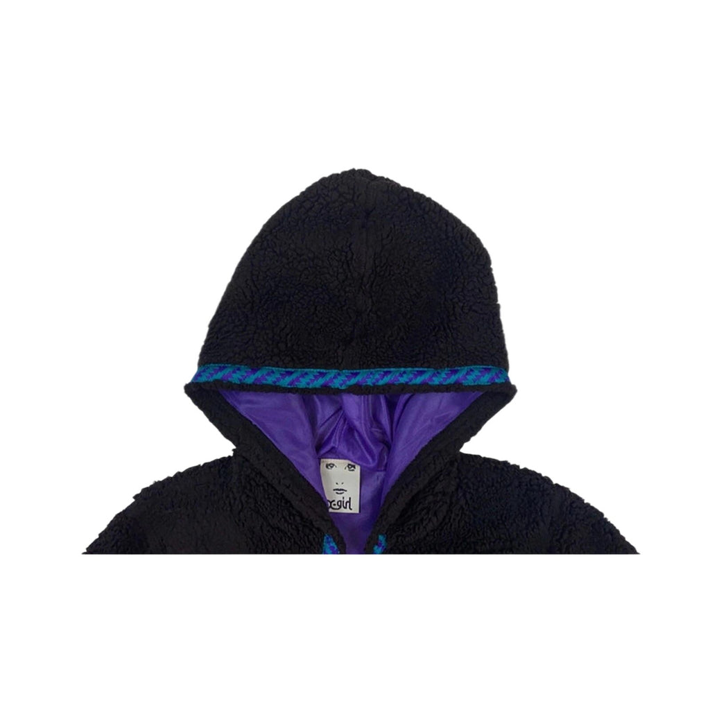 X Girl Equipment Japan Women's Y2K Vintage Full Zip Fleece Hoodie Black M